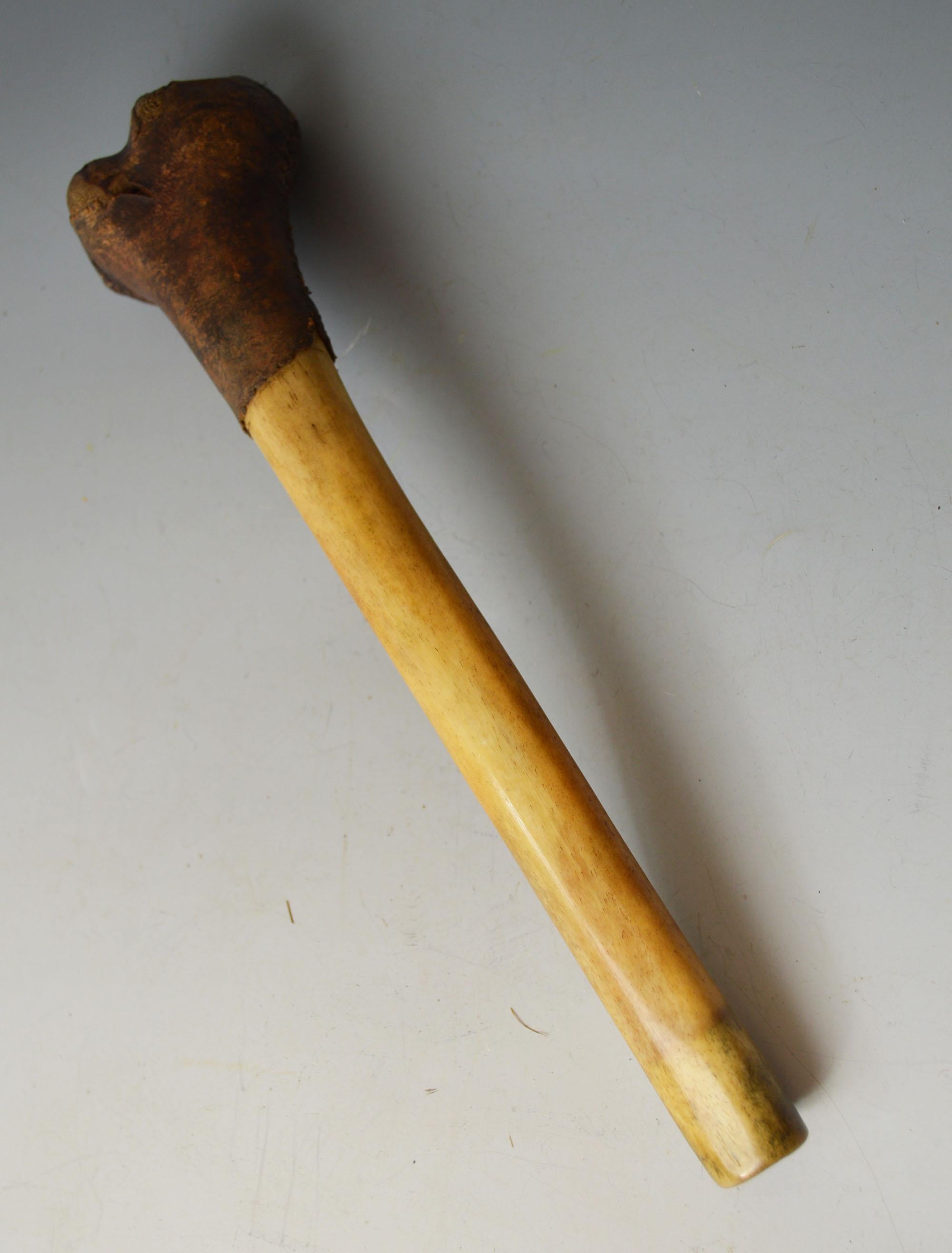 A fine antique Tibetan kangling trumpet
A trumpet carved from a human femur with stained leather covered end
This type of trumpet and used in Tibetan Buddhism rituals.
The use of the human bone is intended to highlight the impermanence of the