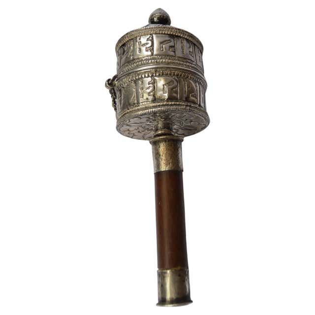 Fine Antique Tibetan Ritual Silver Prayer wheel at 1stDibs