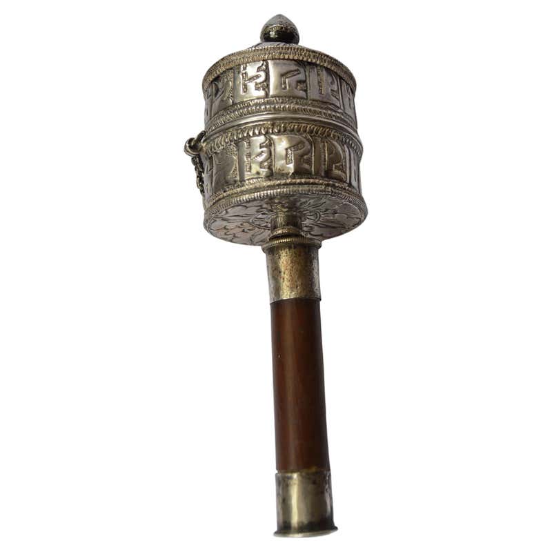 Fine Antique Tibetan Ritual Silver Prayer wheel at 1stDibs