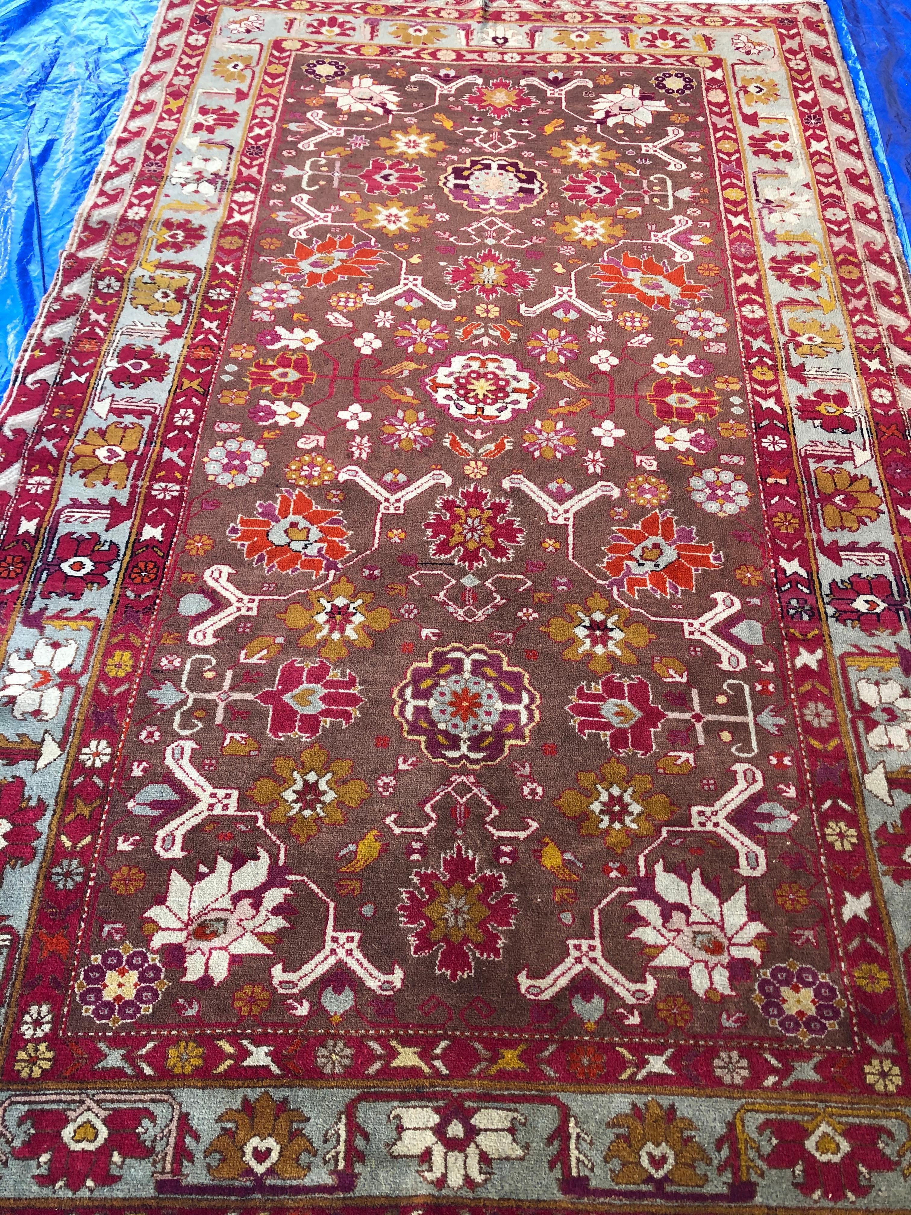 Fine antique tribal Caucasian rug from Dagestan formerly know as Baguestan. This geometric rug has excellent color combinations and the contrasting blue, red, beige and rust colors, are very pleasing to the eye. 
Antique rugs of this type date back