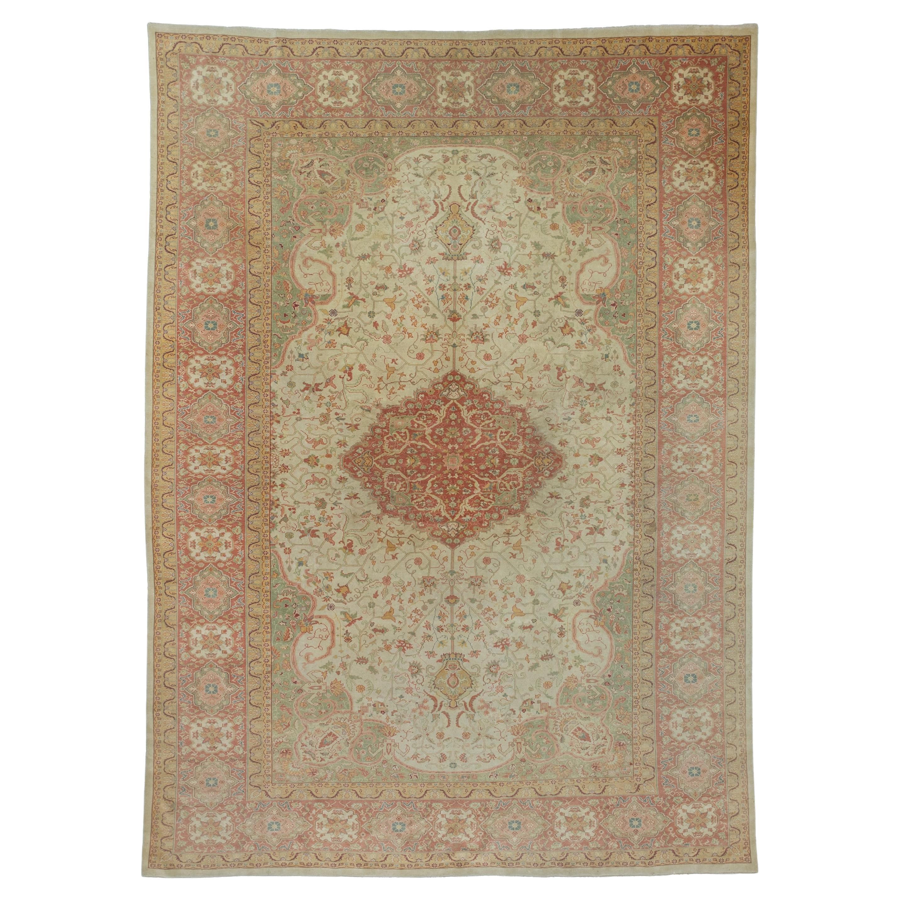Fine Antique Turkish Borlu Oushak Wool Rug 8'7" x 11’10"