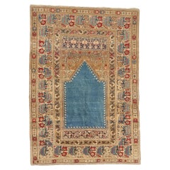 Fine Antique Turkish Ghiordes Prayer Rug with Light Blue Niche  