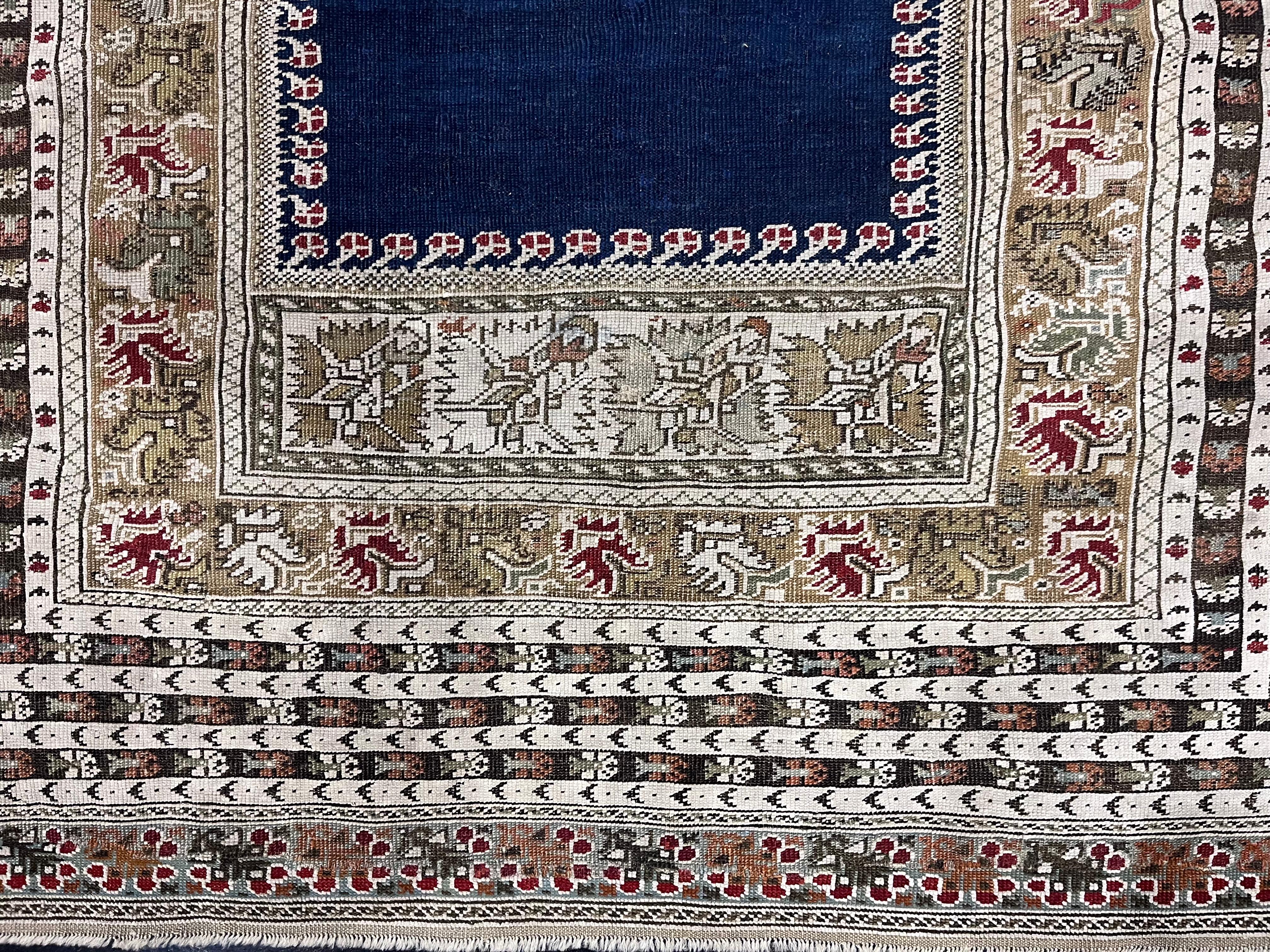 19th Century Fine Antique Turkish Giordez Wool Rug 4'1