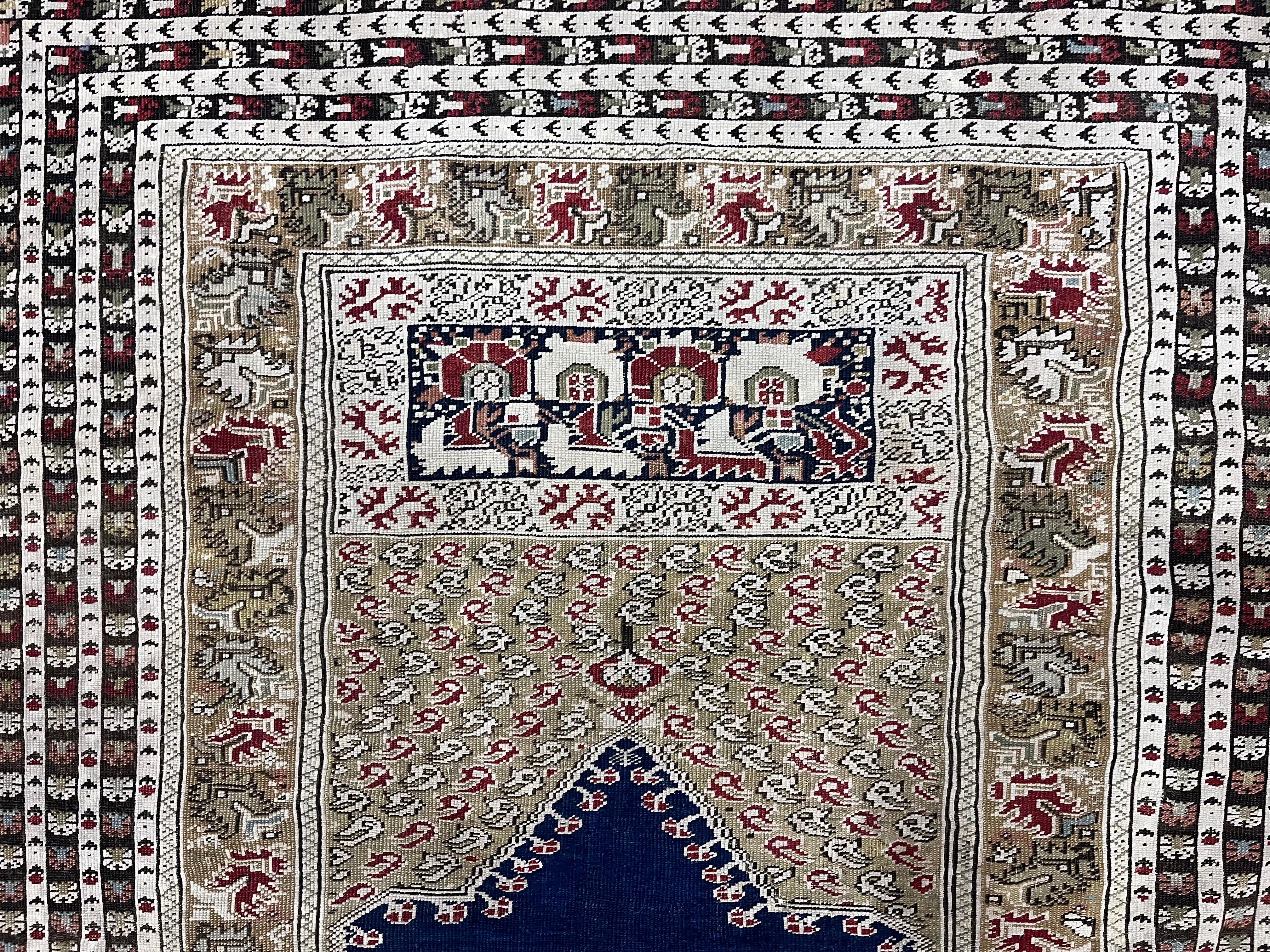 Fine Antique Turkish Giordez Wool Rug 4'1