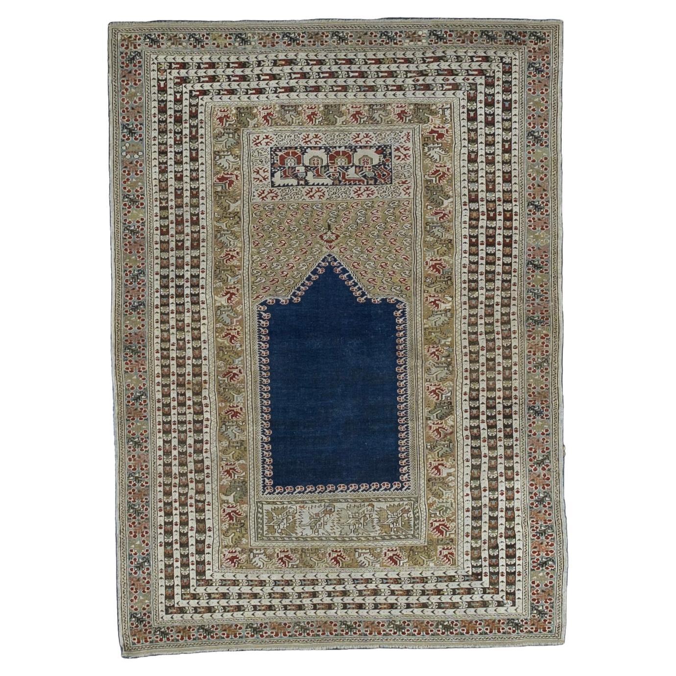 Fine Antique Turkish Giordez Wool Rug 4'1" x 5’8" For Sale