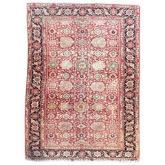 Distressed Antique Persian Mahal Design Rug with English Manor Chintz ...