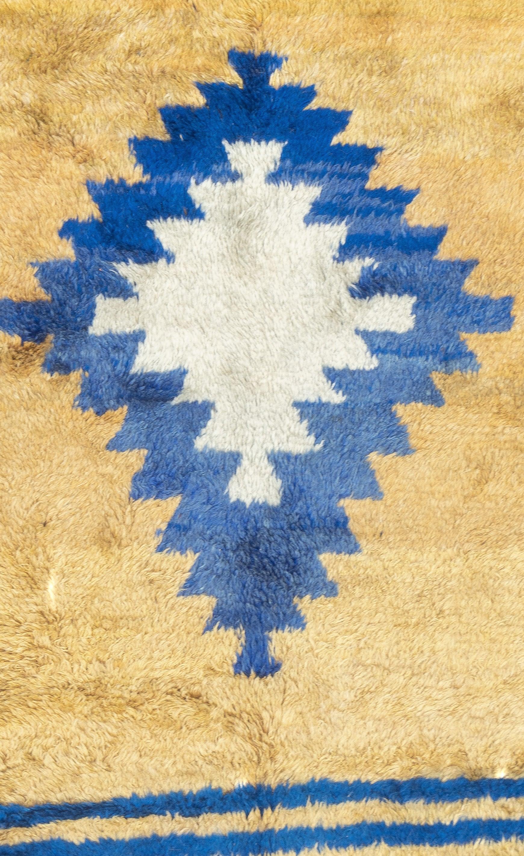 Hand-Knotted Fine Antique Turkish Oushak Angora Wool Rug 4'8'' x 7'2'' For Sale