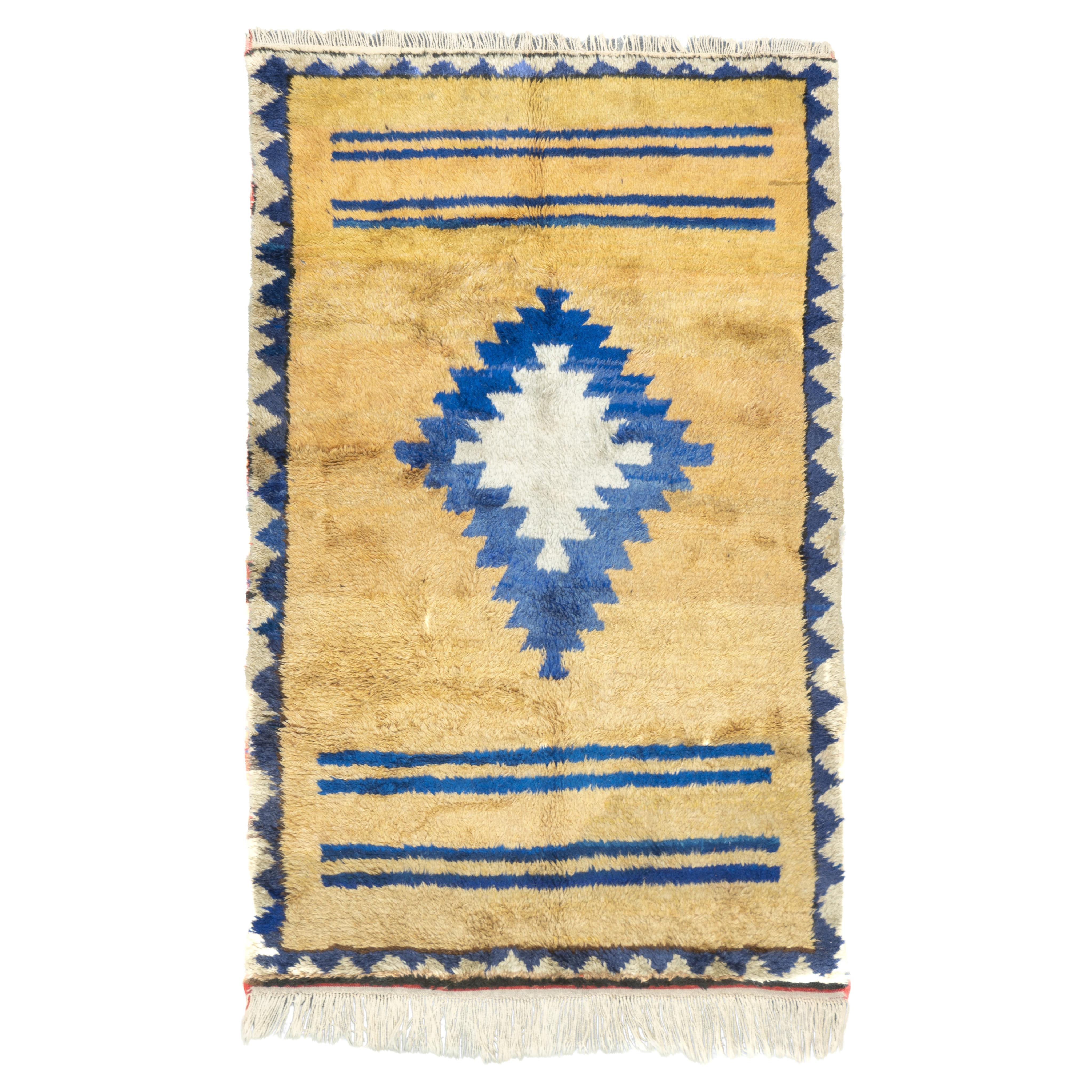 Fine Antique Turkish Oushak Angora Wool Rug 4'8'' x 7'2'' For Sale