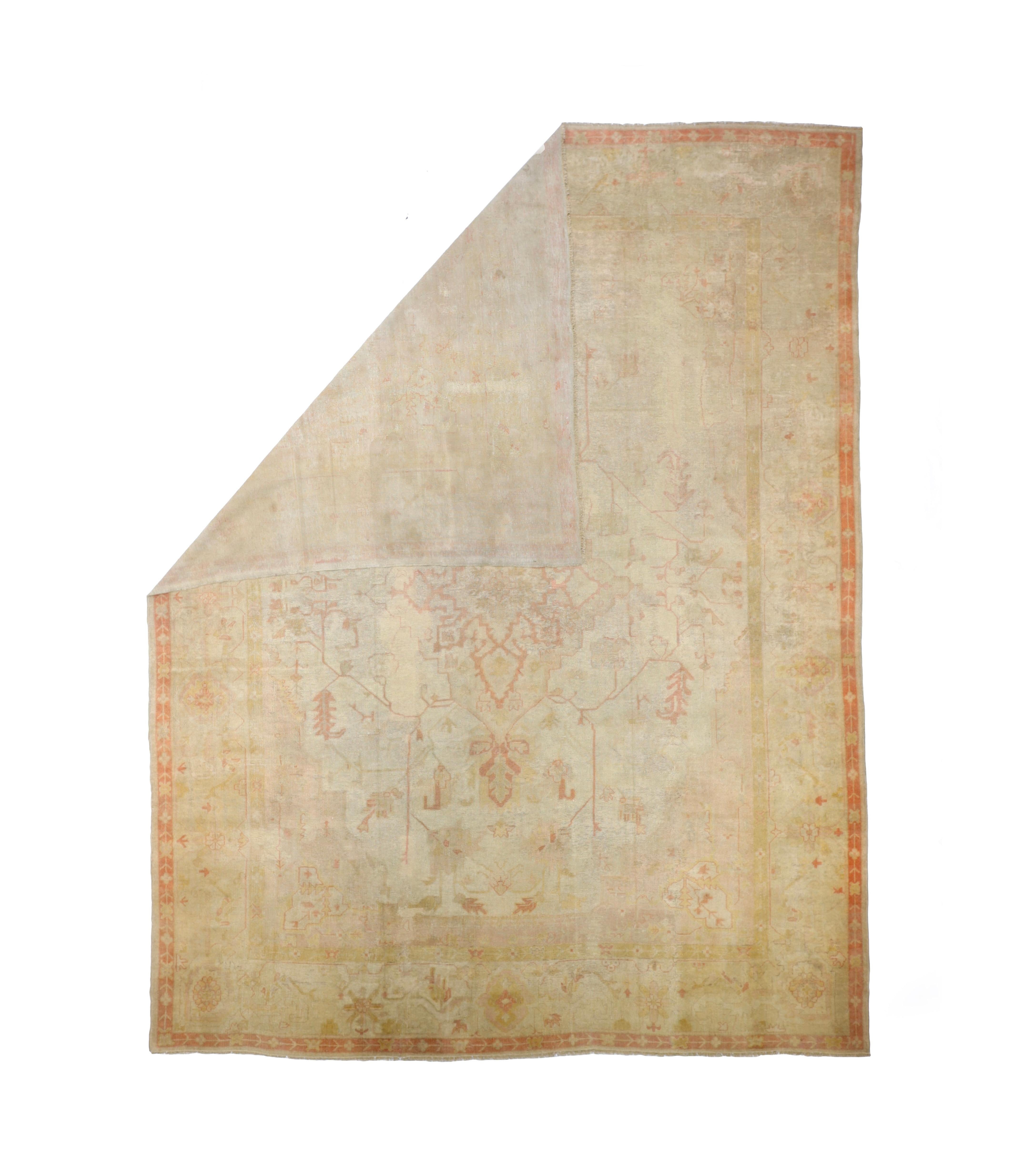 Fine Antique Turkish Oushak Rug 13'0