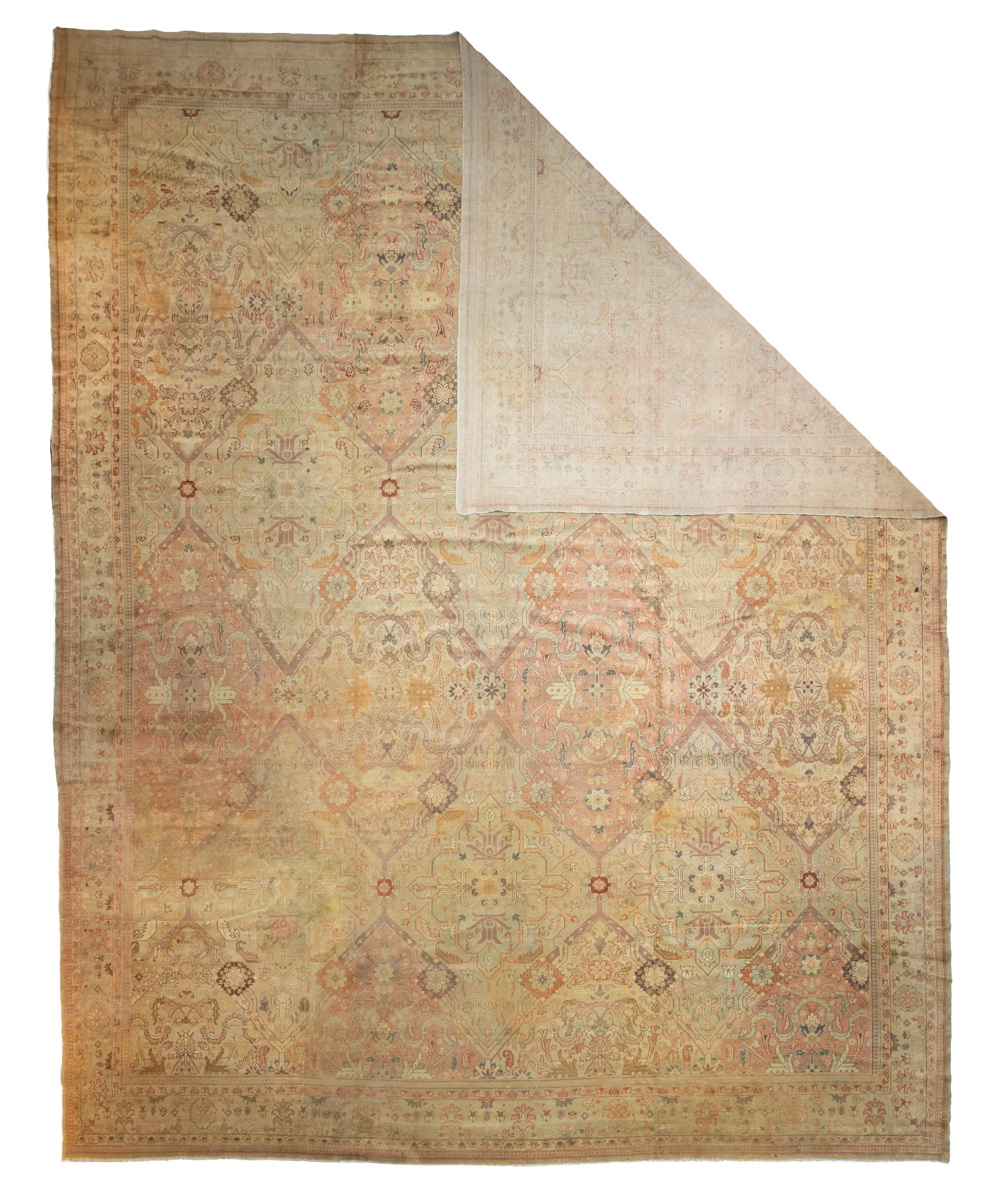 Tappeto antico Oushak turco 14'6