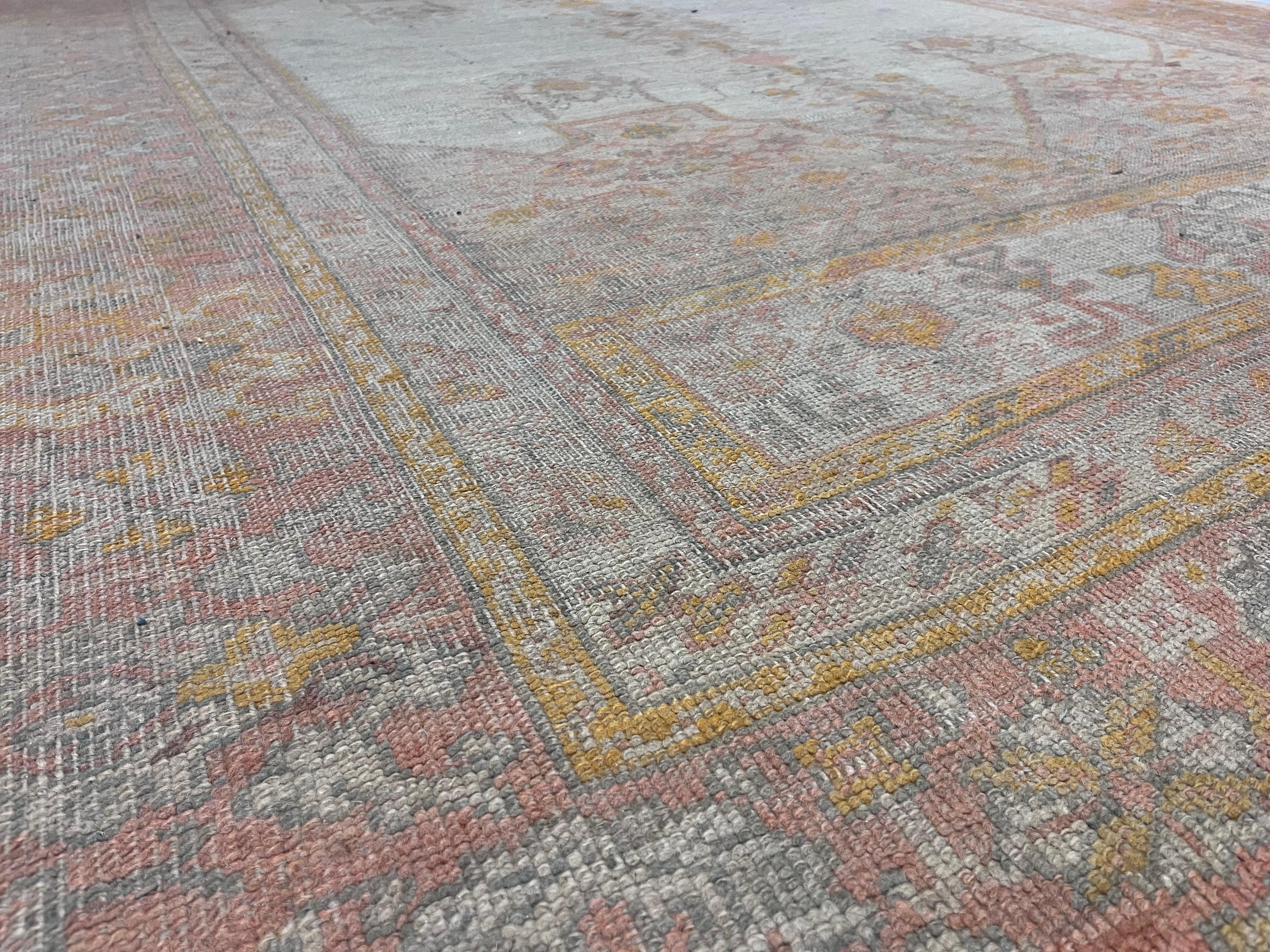 Fina Alfombra Turca Antigua Oushak 8'8
