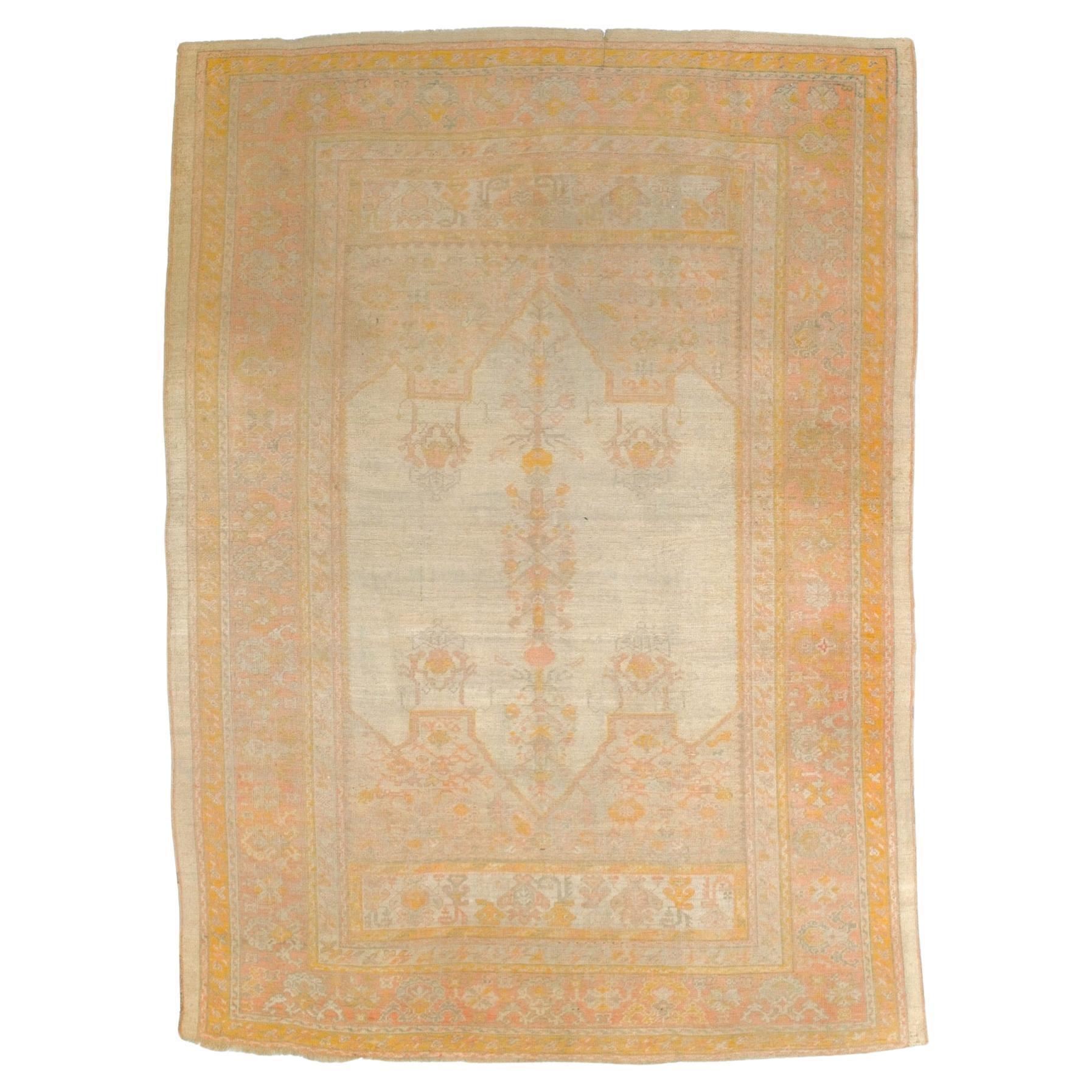 Fina Alfombra Turca Antigua Oushak 8'8" x 12' en venta