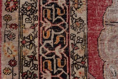 Fine Antique Turkish Oushak Rug, Red Outer Field, Bookcover Design