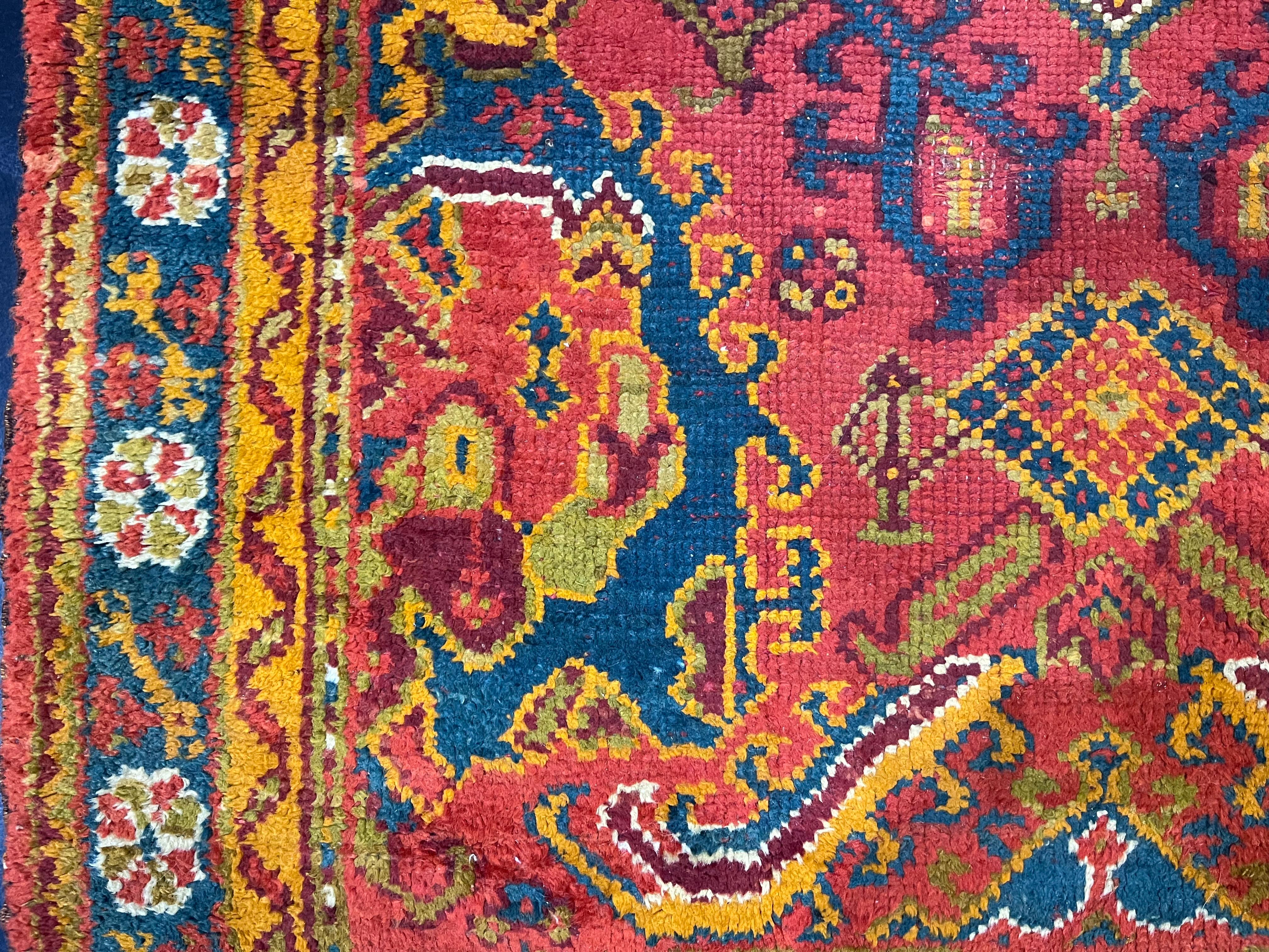 19th Century Fine Antique Turkish Oushak Wool Rug 4’11” x 6’8” For Sale
