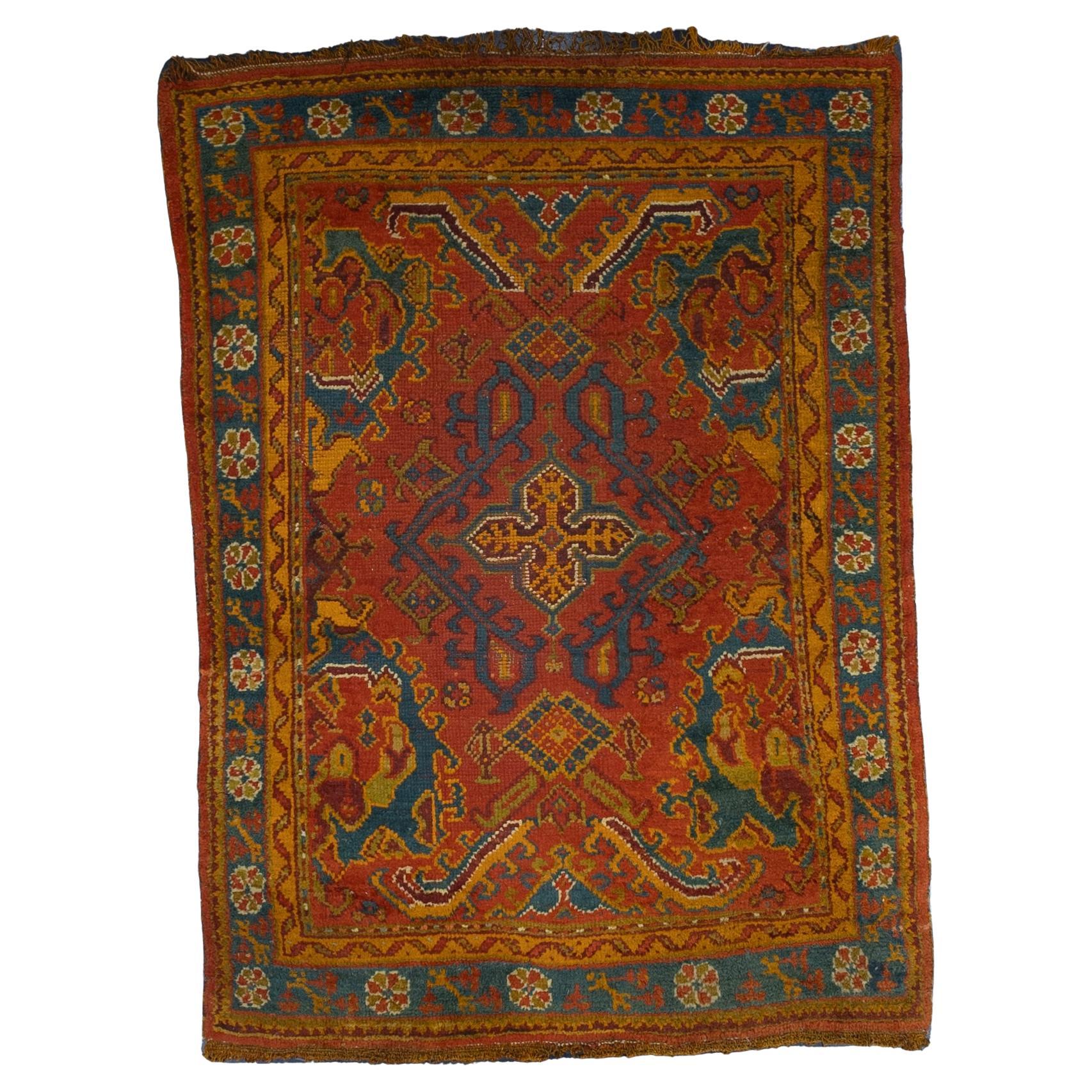 Fine Antique Turkish Oushak Wool Rug 4’11” x 6’8” For Sale
