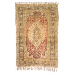 Tapis ancien en soie turque Kayseri 4'0" x 5'11".