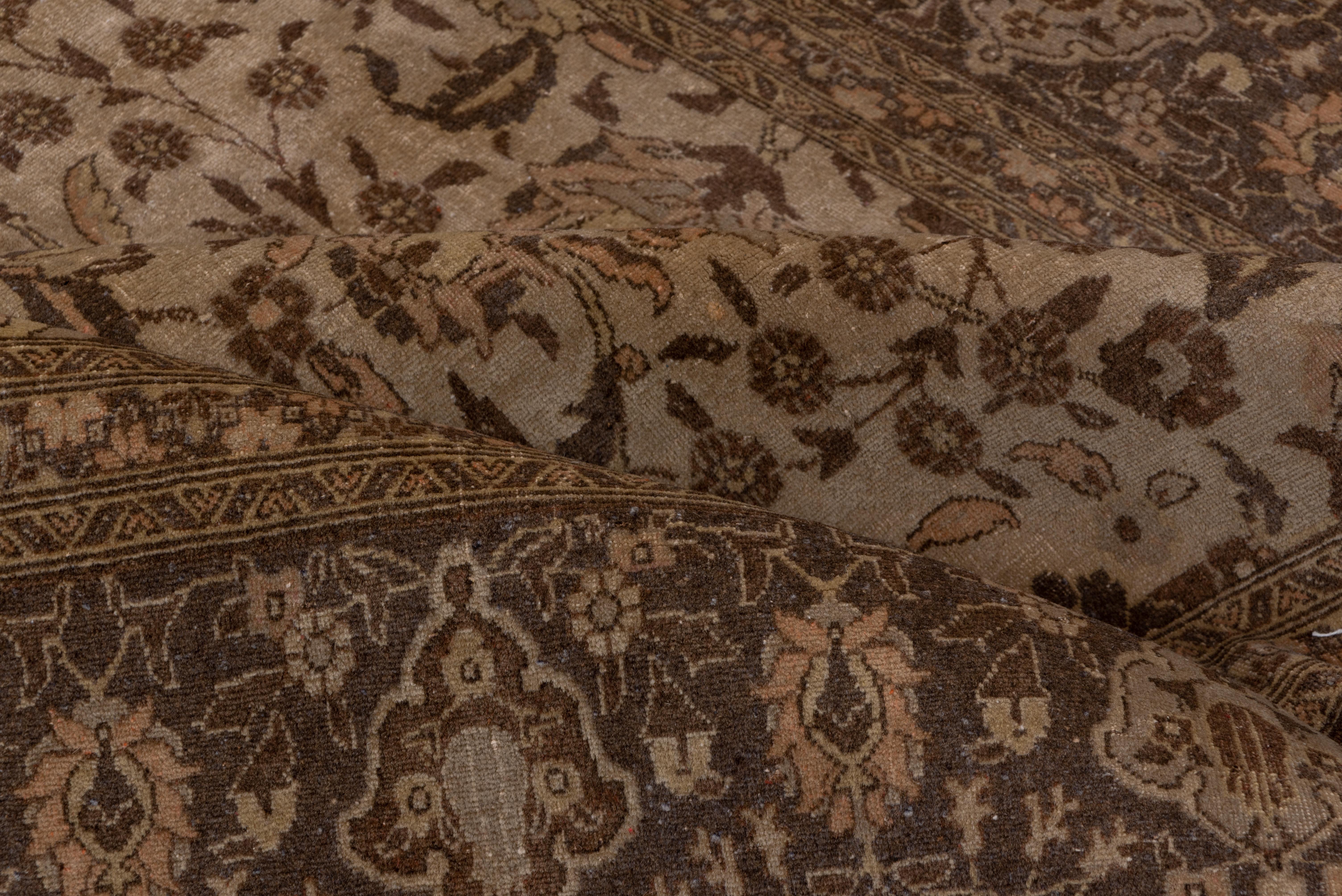 Tabriz Fine Antique Turkish Sivas Carpet, Brown Palette, Allover Field For Sale