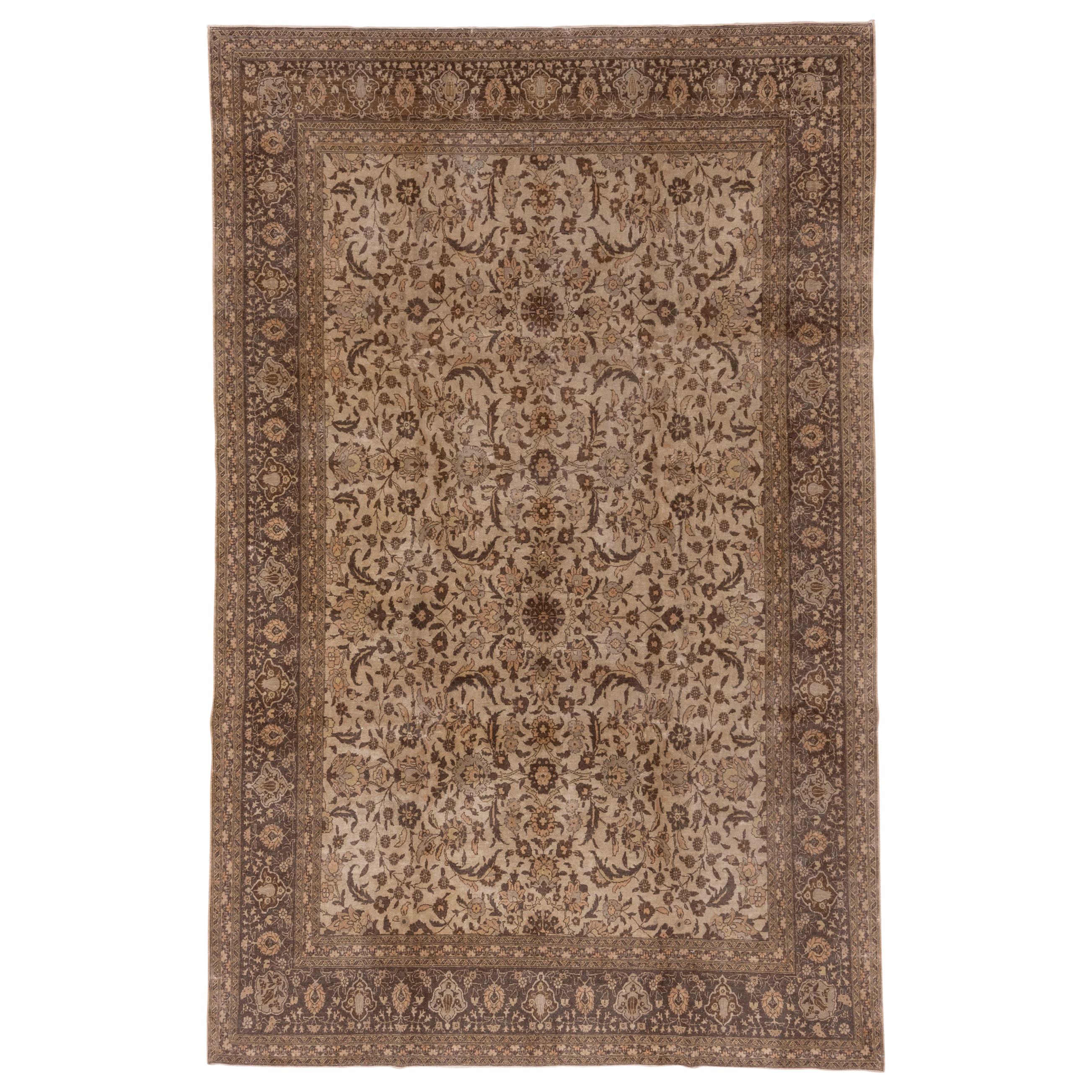 Fine Antique Turkish Sivas Carpet, Brown Palette, Allover Field For Sale