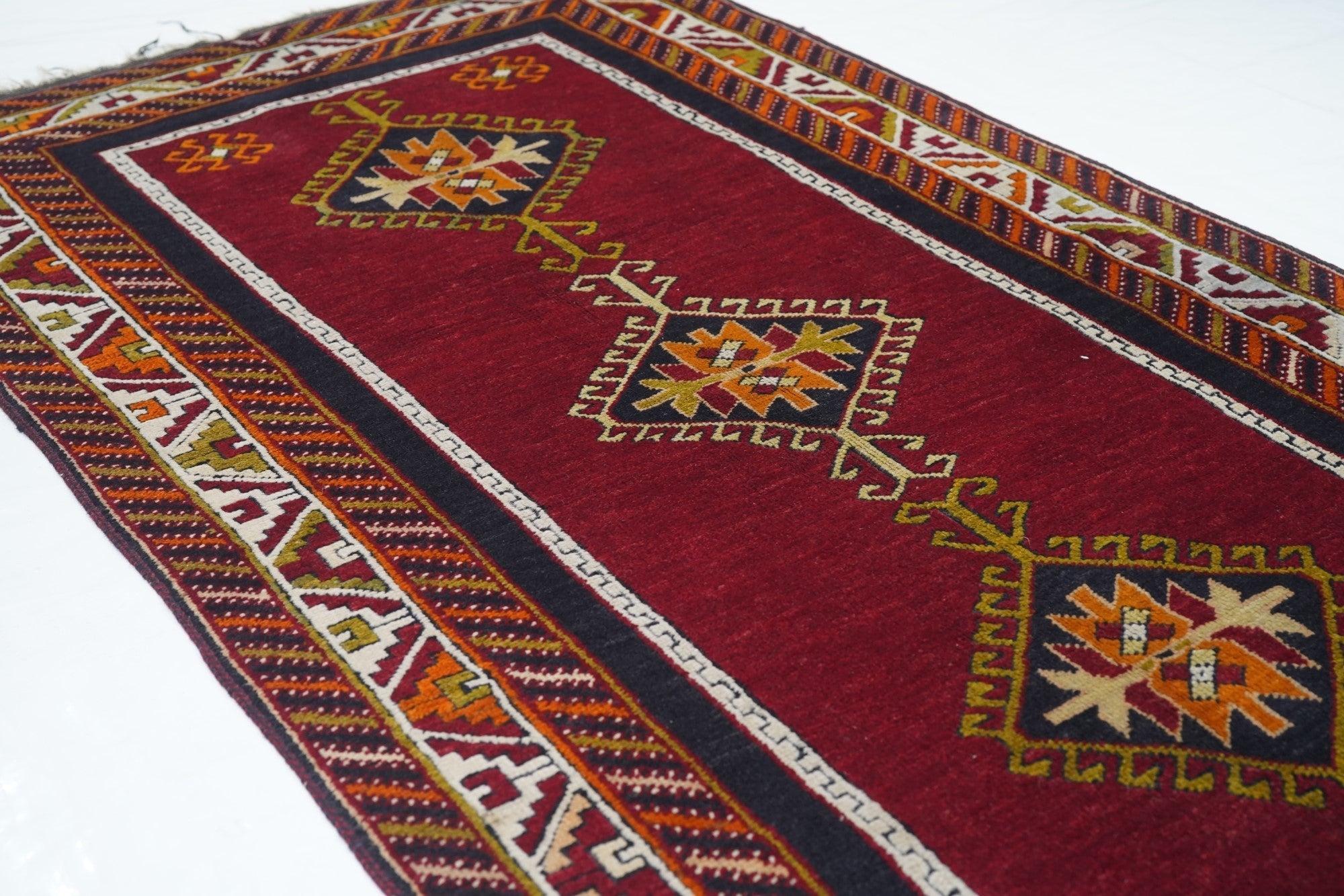 Antiguo Tribal Turco  Alfombra de lana 3'3'' x 6'3'' Lana en venta