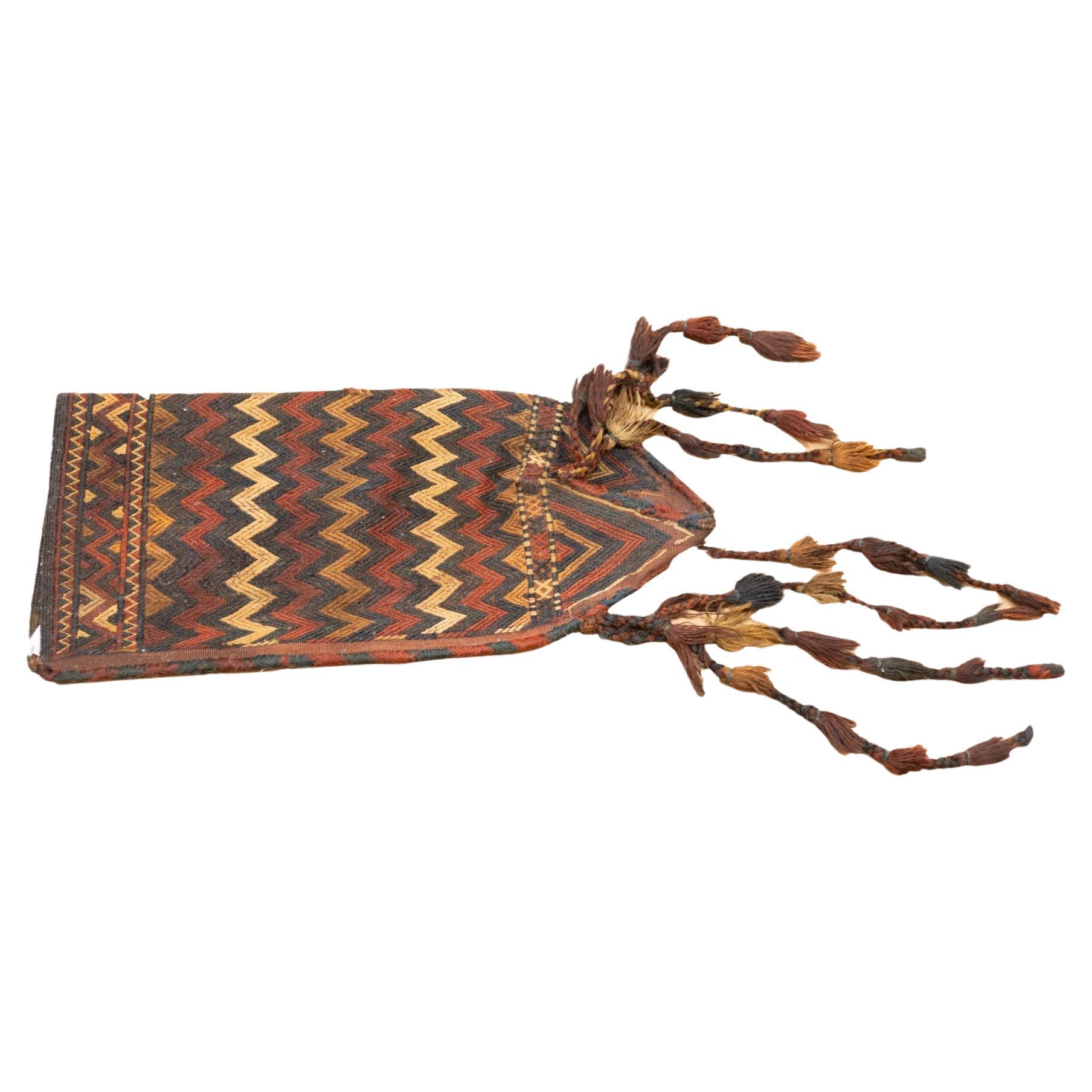 Fine Antique Turkmen Bag 10'' x 1'11'' For Sale