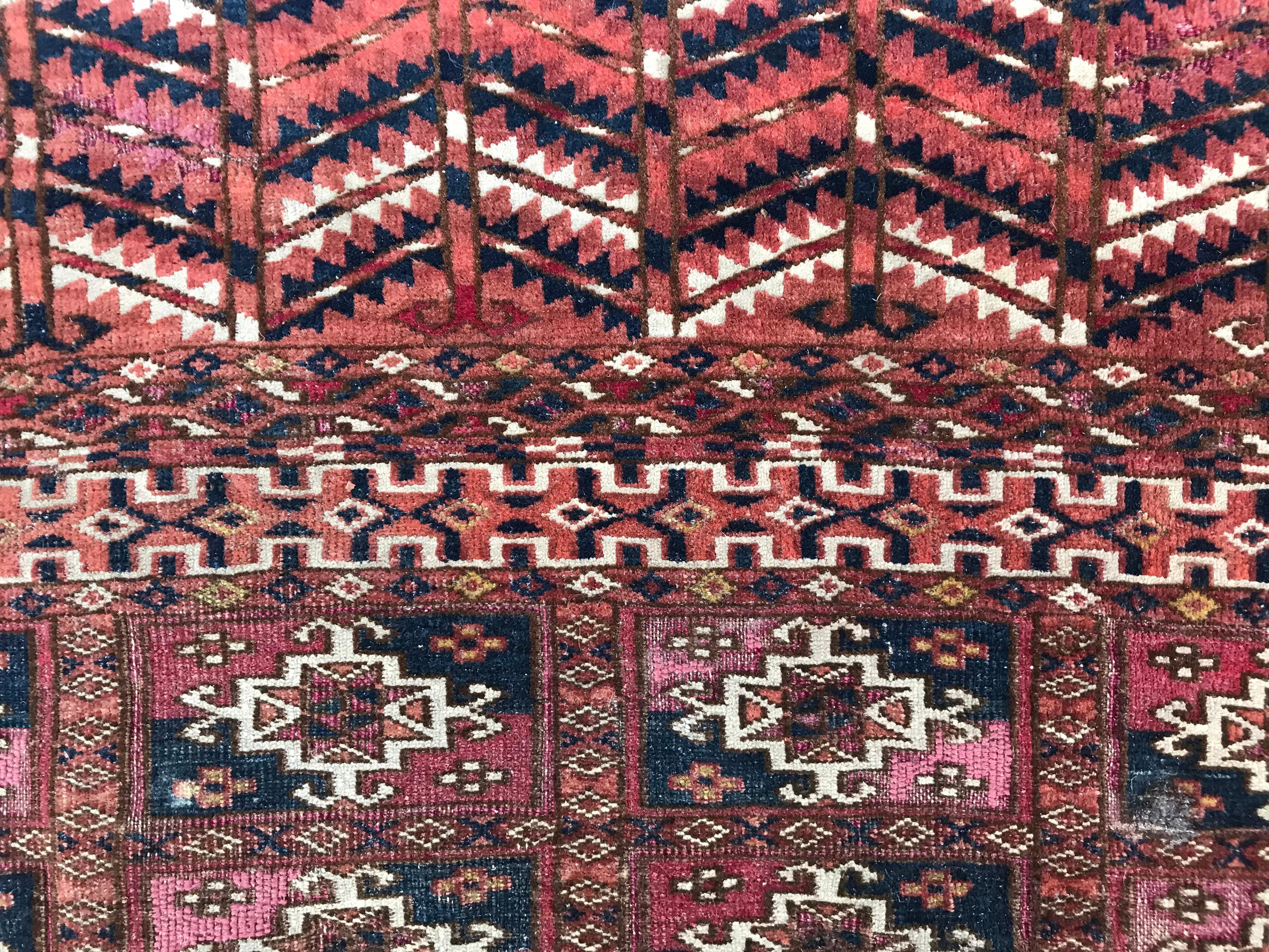 Silk Bobyrug’s Fine Antique Turkmen Chuval Rug For Sale