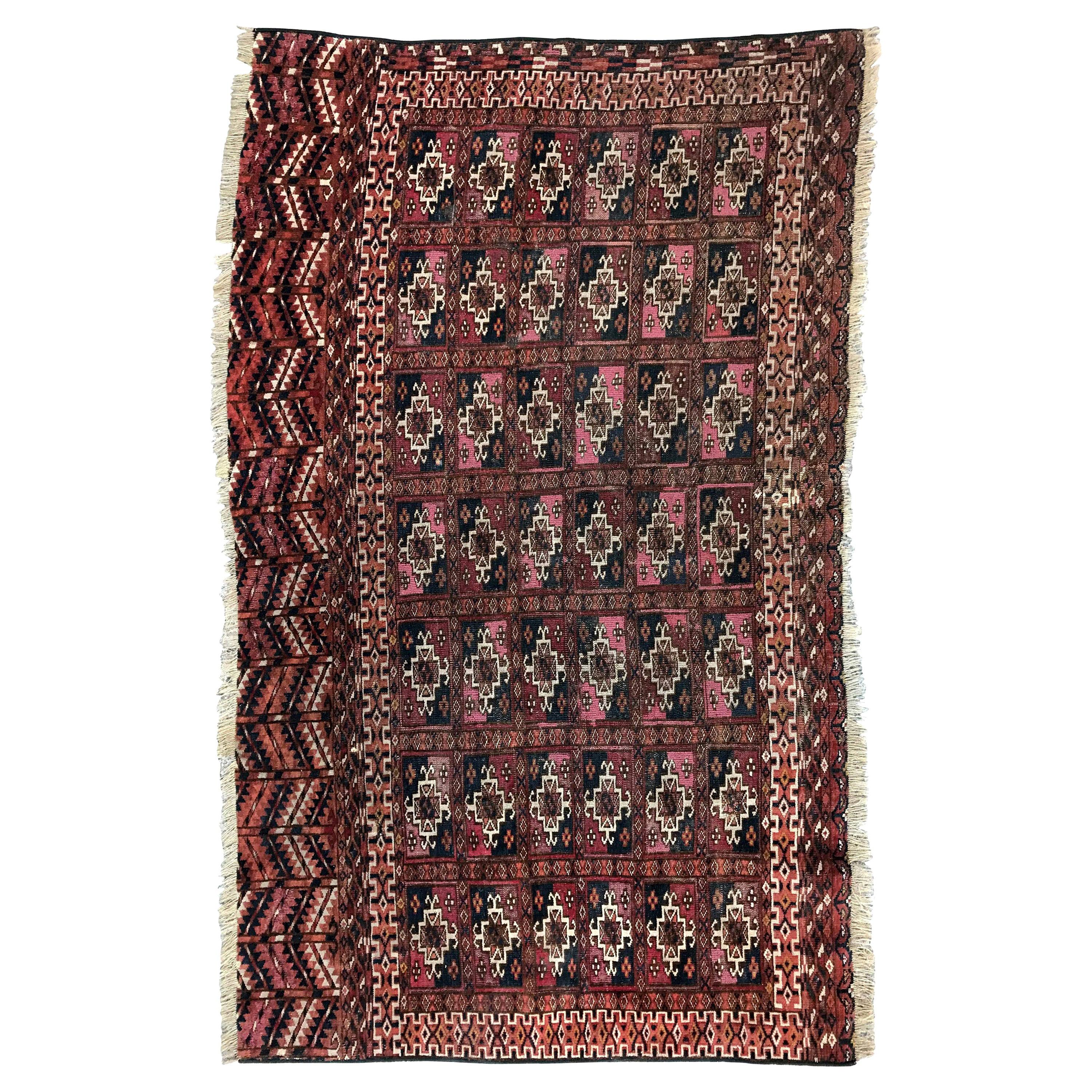 Bobyrug's Fine Antique Turkmen Chuval Rug (tapis turkmène antique)