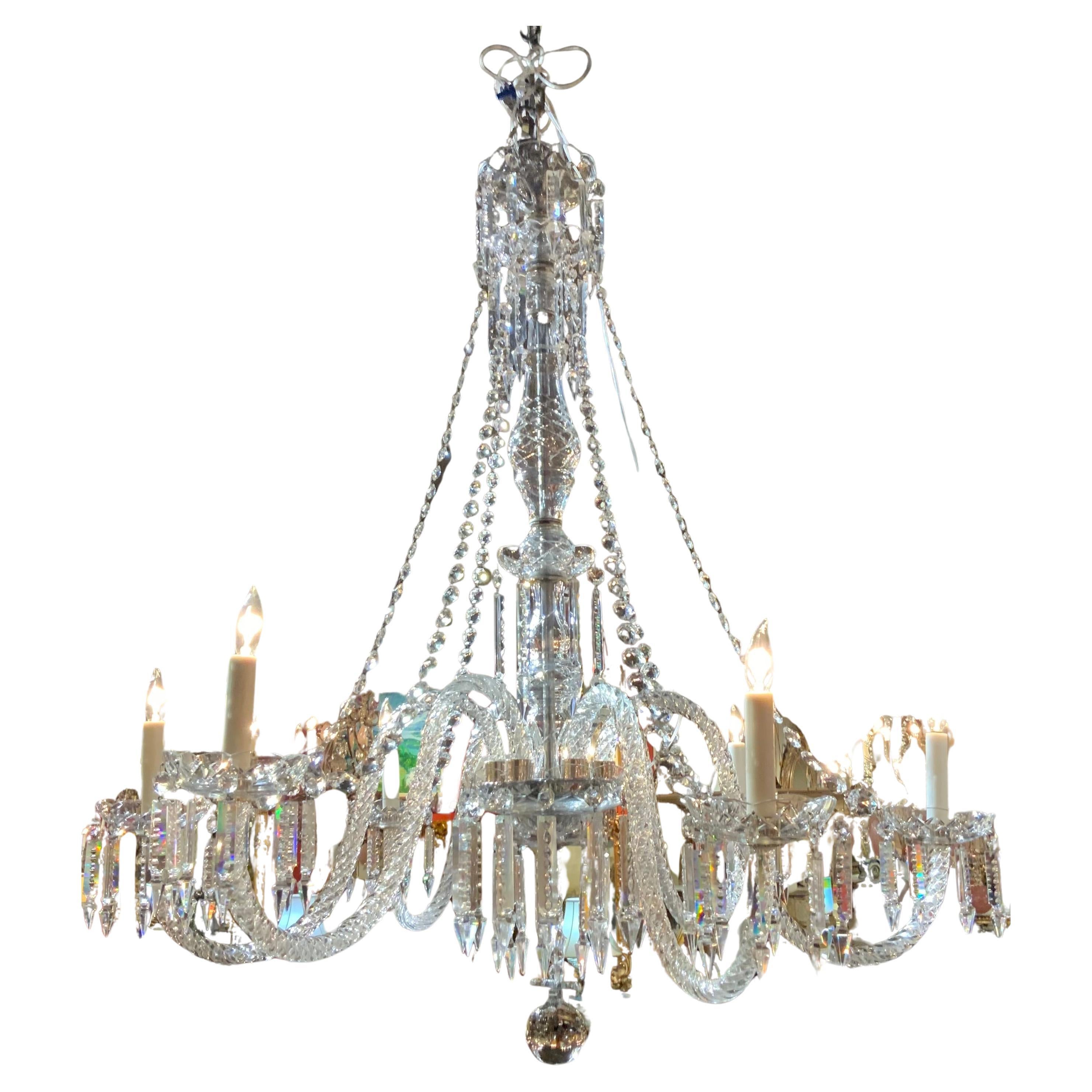 Fine antique  Venetian crystal chandelier with six lights For Sale