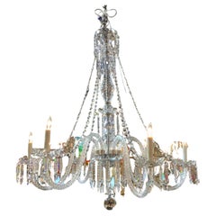 Fine antique  Venetian crystal chandelier with six lights