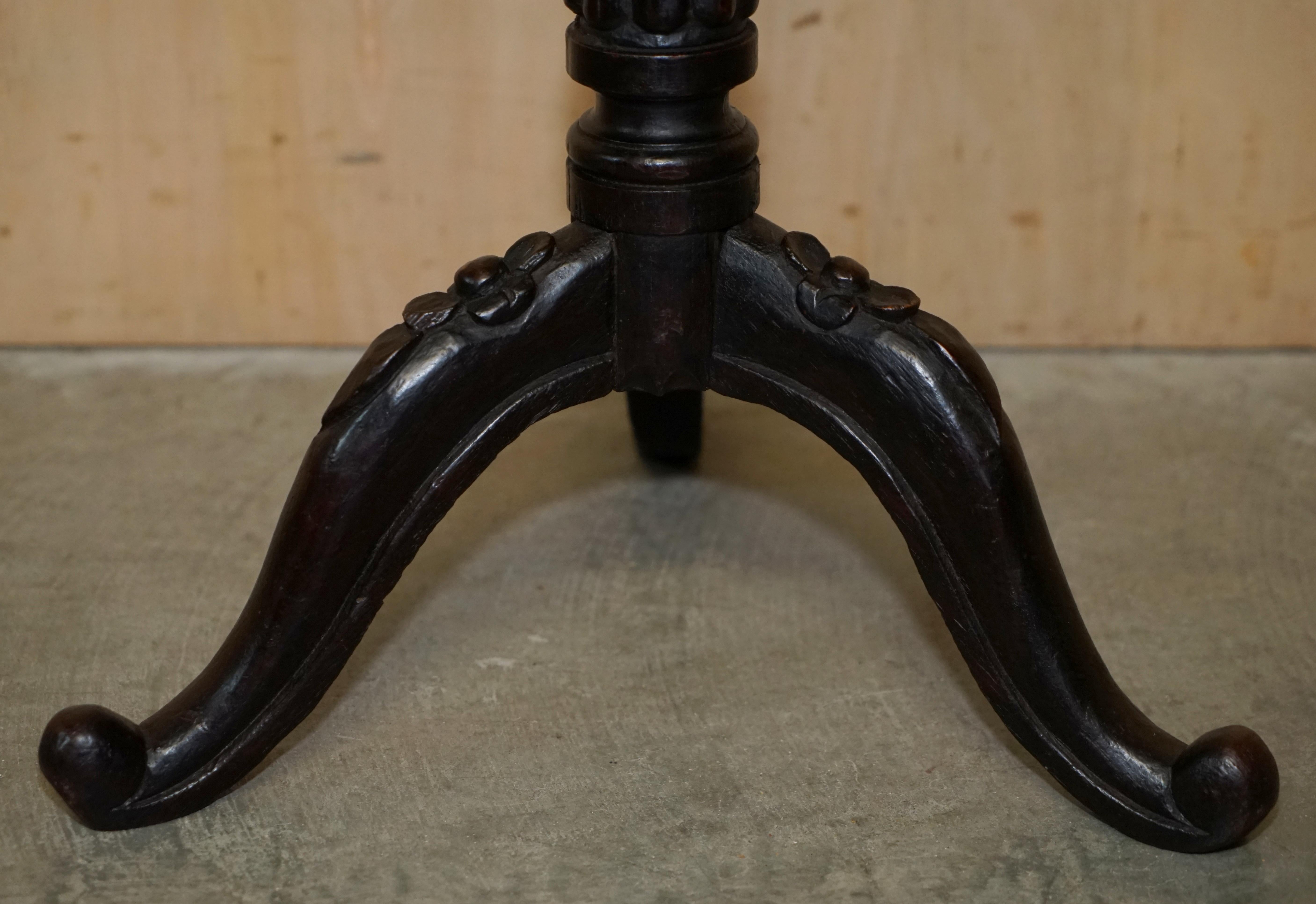 Fine Antique Victorian 1880 Pietra Dura Specimen Marble Side End Lamp Table For Sale 1