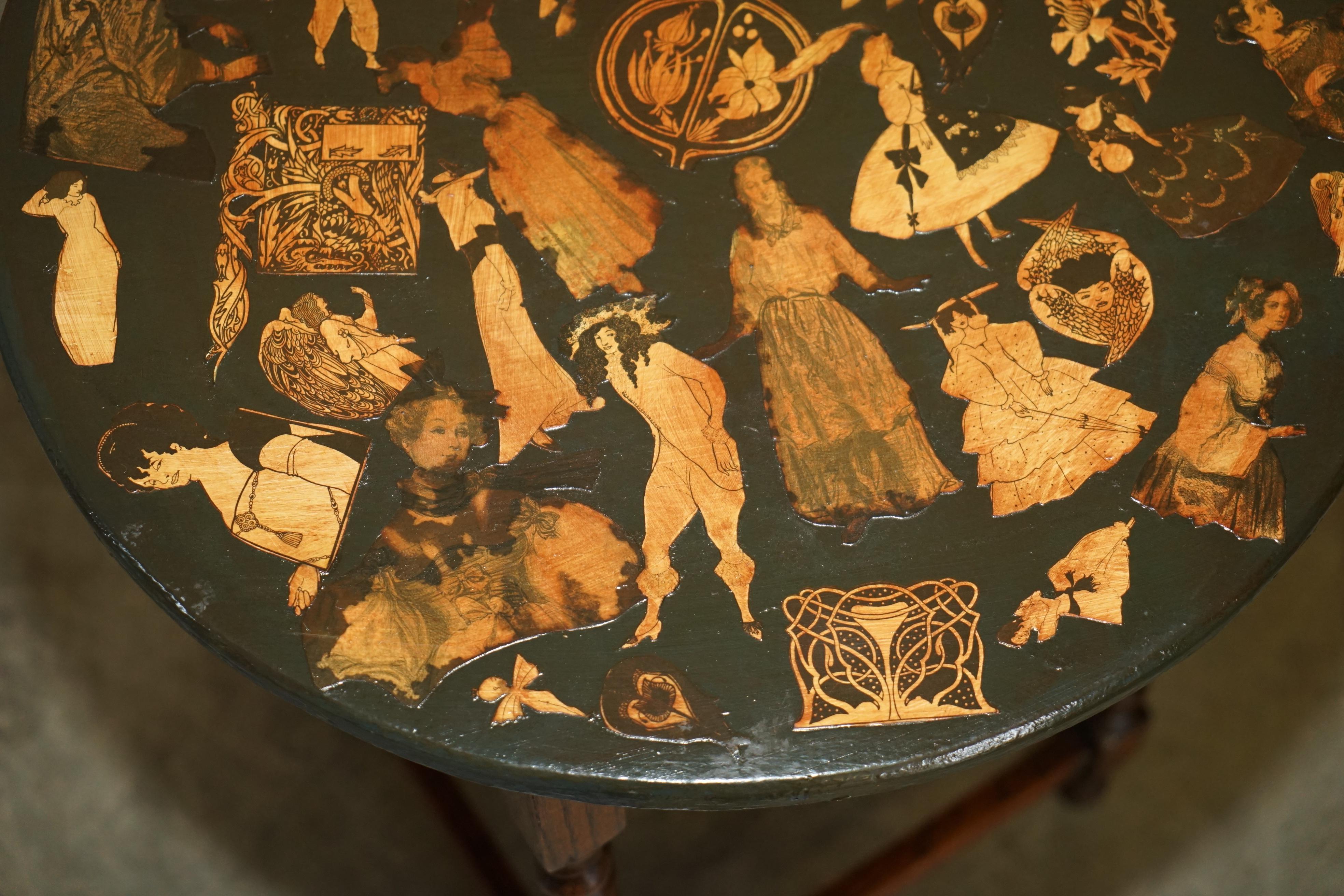 Late 19th Century FINE ANTIQUE ViCTORIAN BARLEY TWIST OCCASIONAL TABLE WITH DECOUPAGE DECORATION For Sale