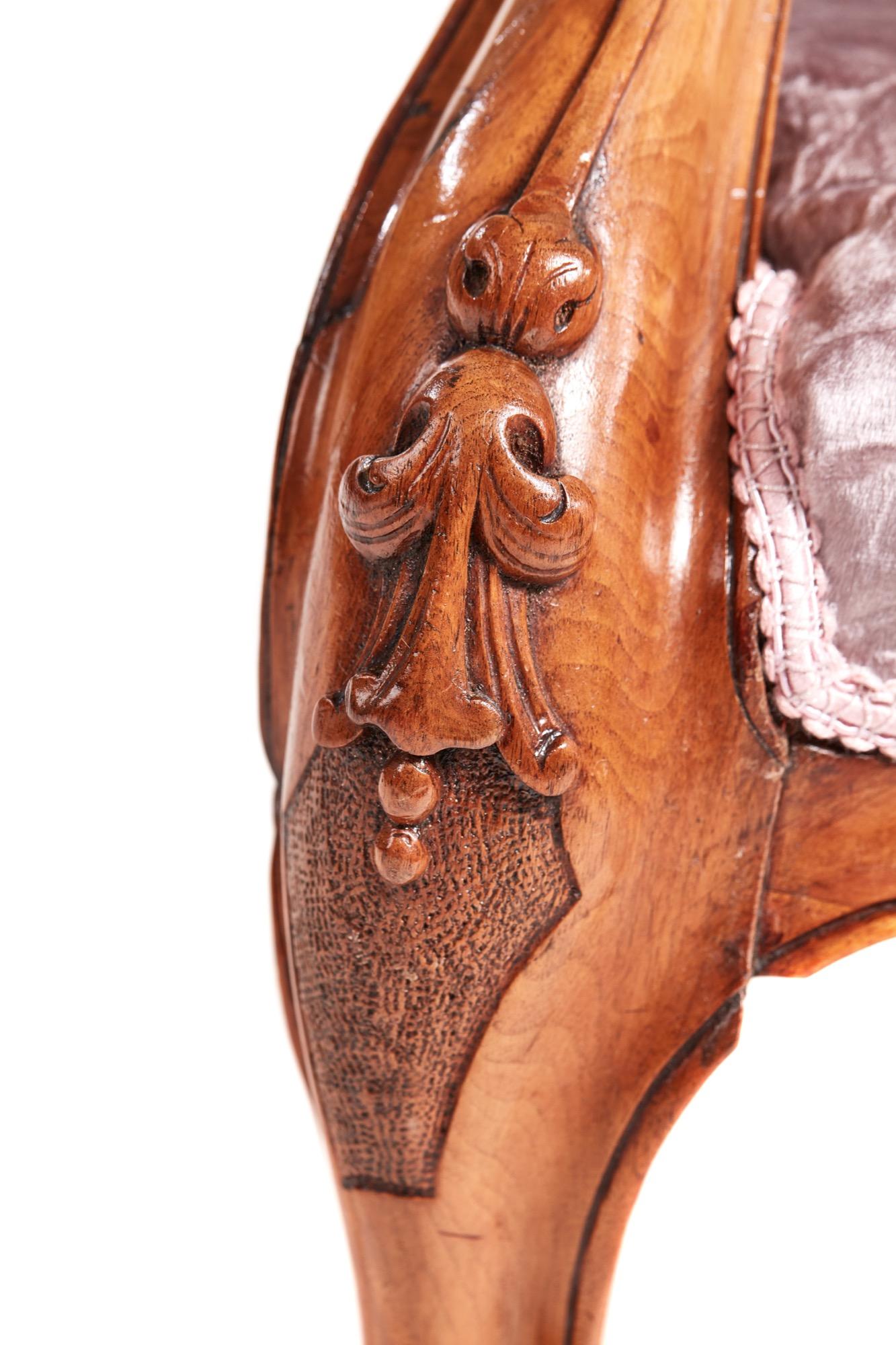 19th Century Antique Victorian Carved Walnut Armchair 1