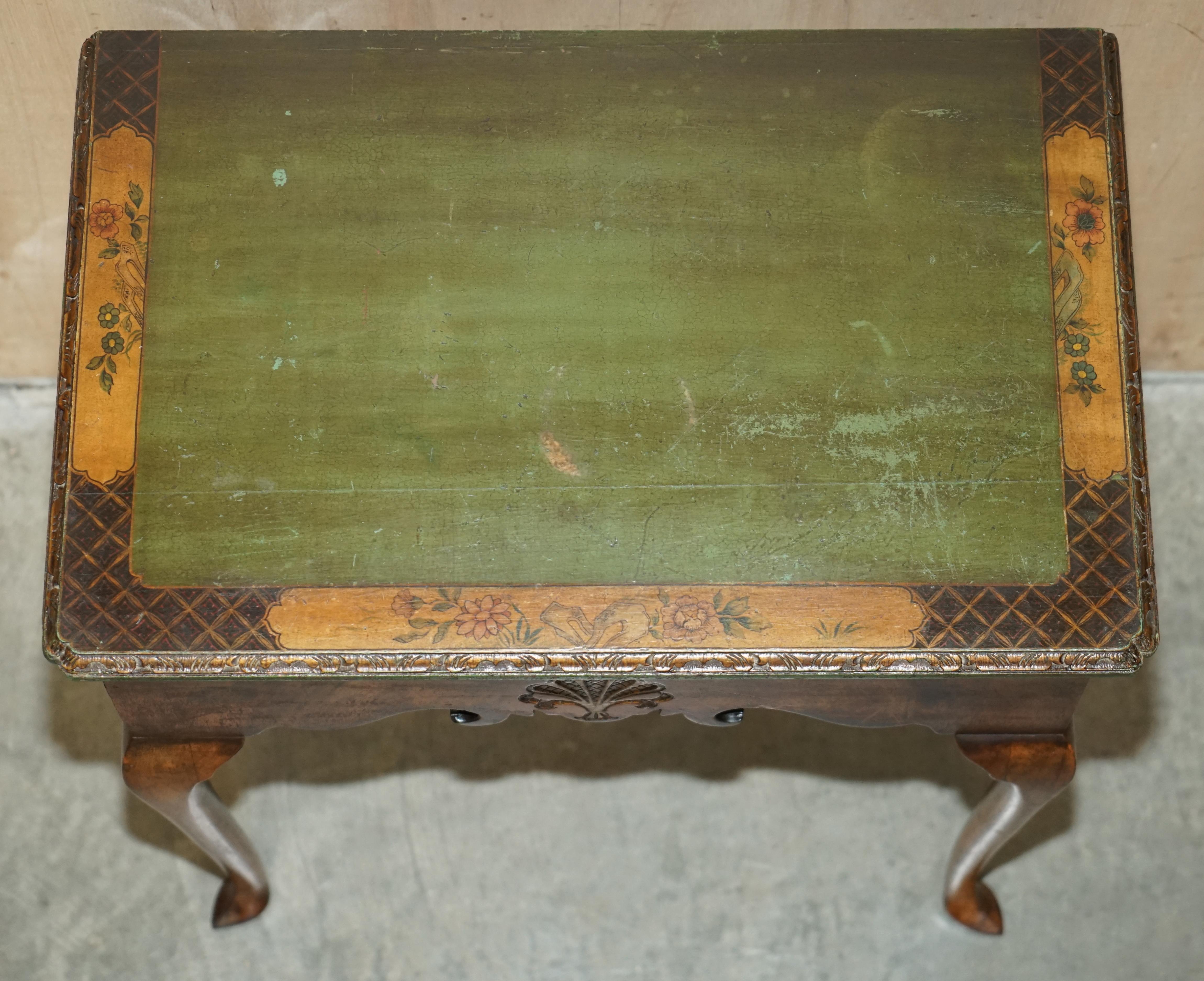 Fina Lámpara Lateral Chinoiserie China Antigua Pintada a Mano Mesa de Vino en venta 6