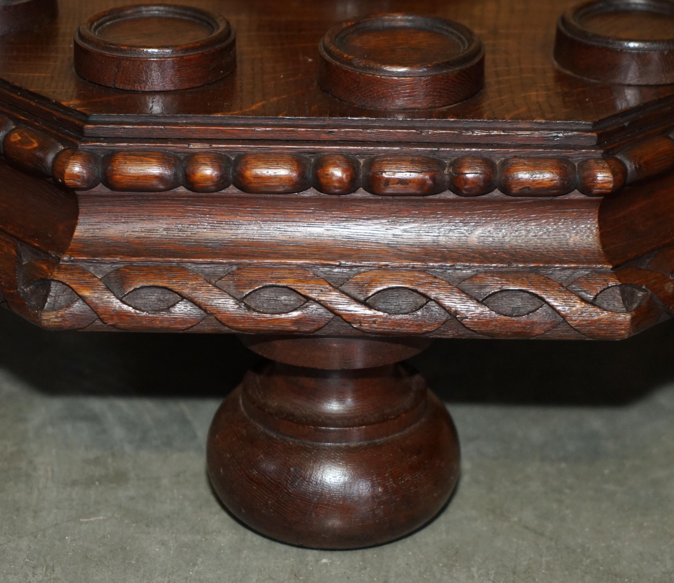 FINE ANTIQUE ViCTORIAN HAND CARVED ENGLISH OAK CIRCA 1880 SNOOKER POOL CUE STAND 1