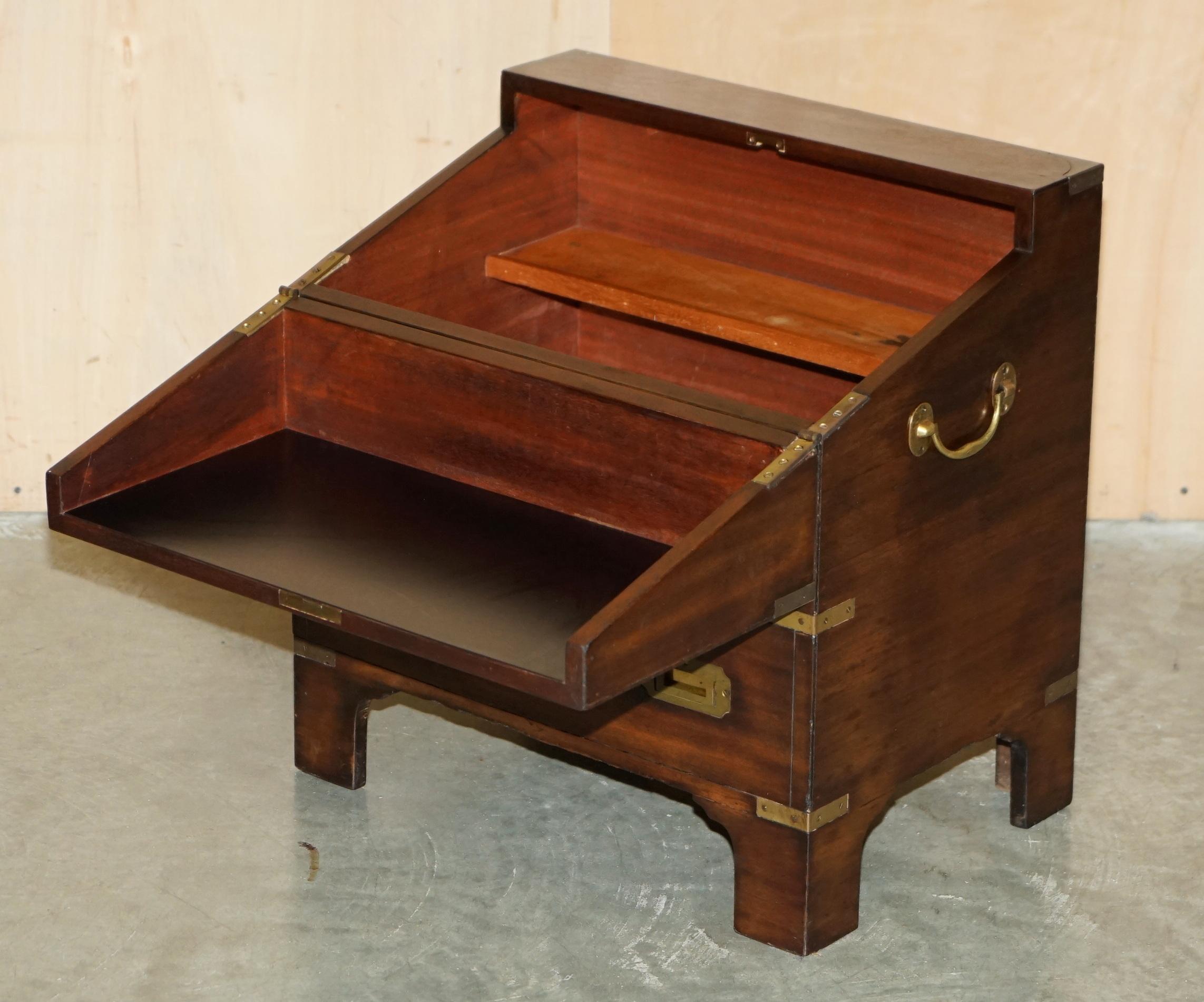 FiNE ANTIQUE VICTORIENNE EN BOIS DURS MILITAIRE CAMPAIGNANT BOITE A BOISSONS CACHÉE A L'INTERIEUR en vente 4