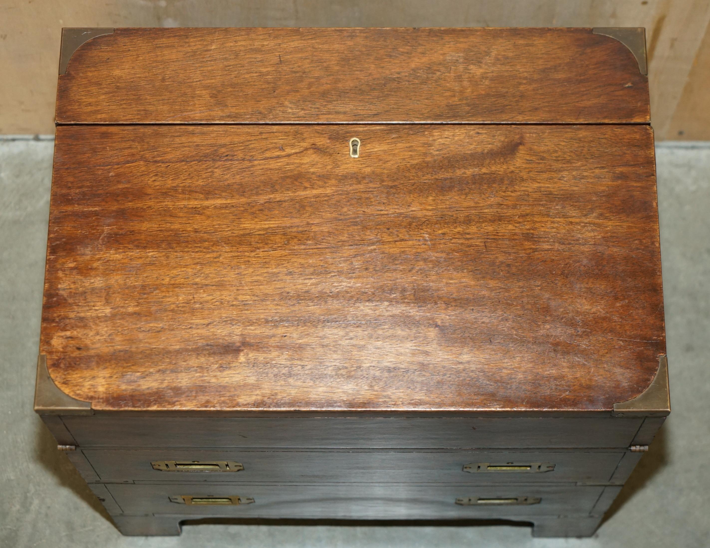 Anglais FiNE ANTIQUE VICTORIENNE EN BOIS DURS MILITAIRE CAMPAIGNANT BOITE A BOISSONS CACHÉE A L'INTERIEUR en vente