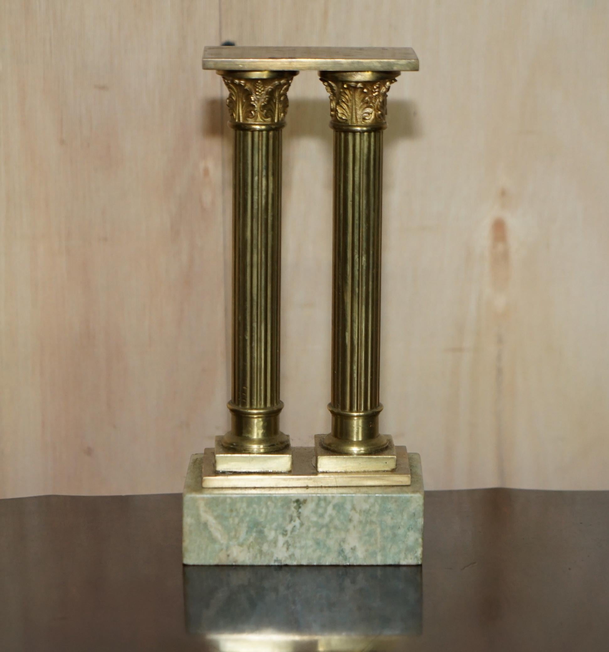 Fine Antique Victorian Marble & Brass Roman Grand Tour Statue Columns Pillars For Sale 5