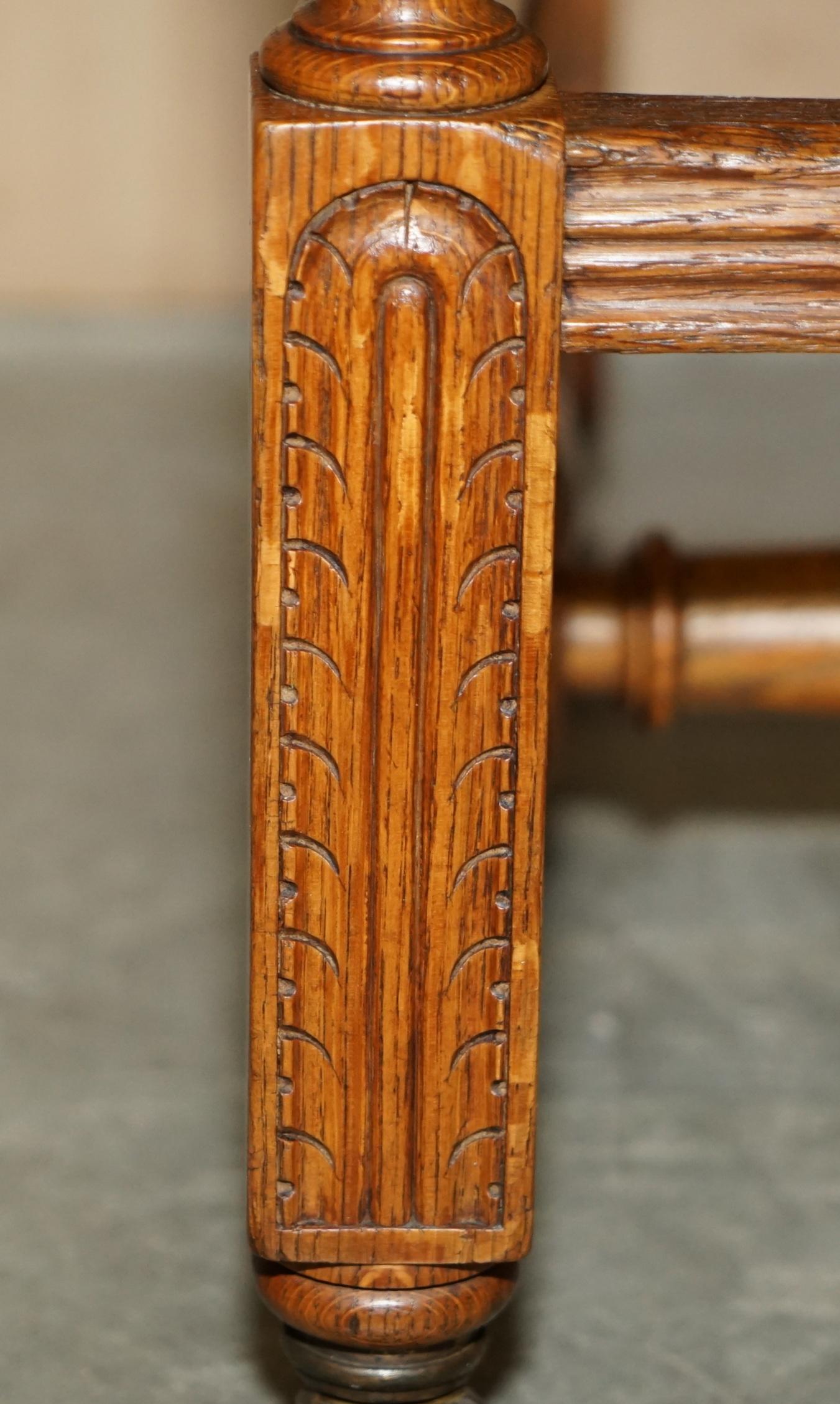 Fine Antique Victorian Original Stamped Edward & Roberts Green Desk Office Chair For Sale 6