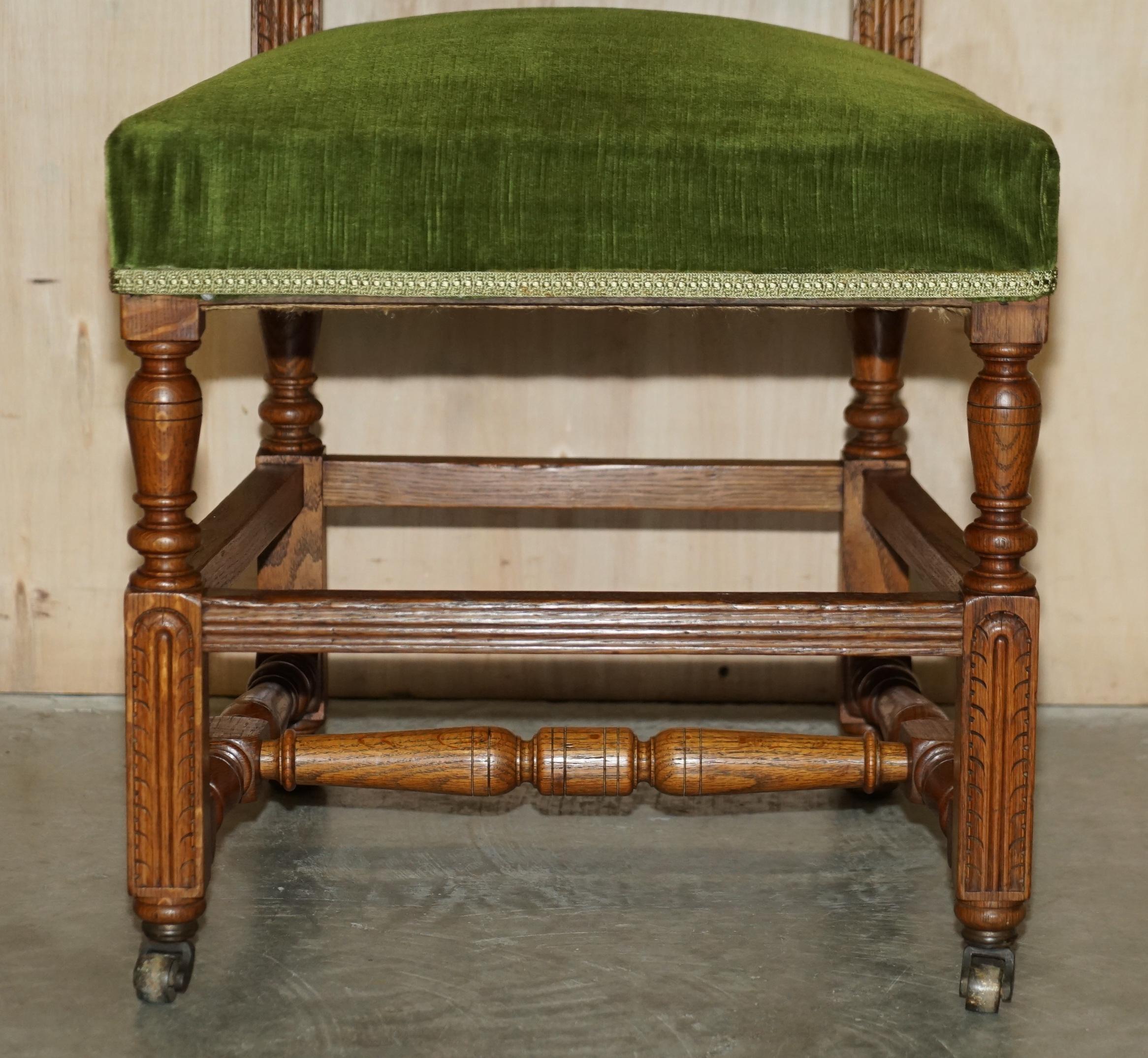 Fina Silla de Oficina de Escritorio Antiguo Victoriano Original Estampado Edward & Roberts Verde en Bueno estado para la venta en West Sussex, Pulborough