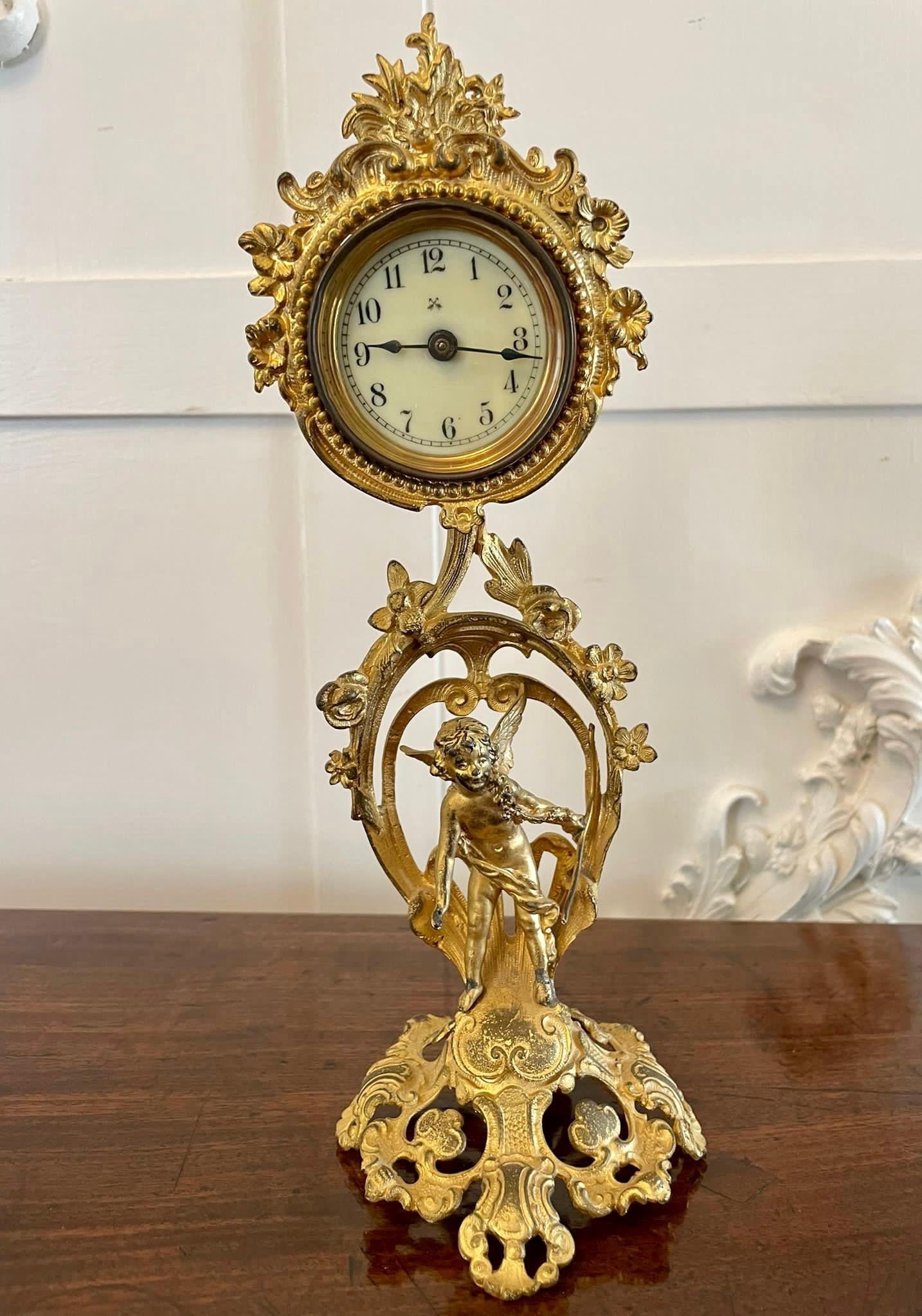 Fine Antique Victorian Ornate Gilded Clock Set For Sale 4