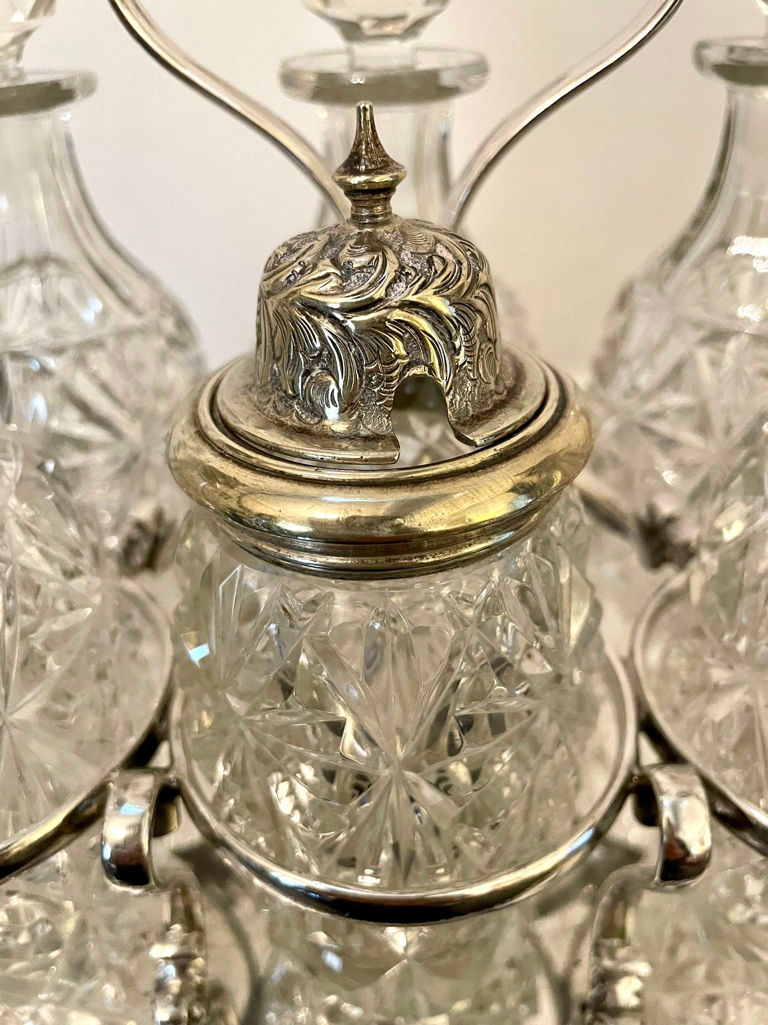 Fine Antique Victorian Silver Plated Six Bottle Cruet Set 1