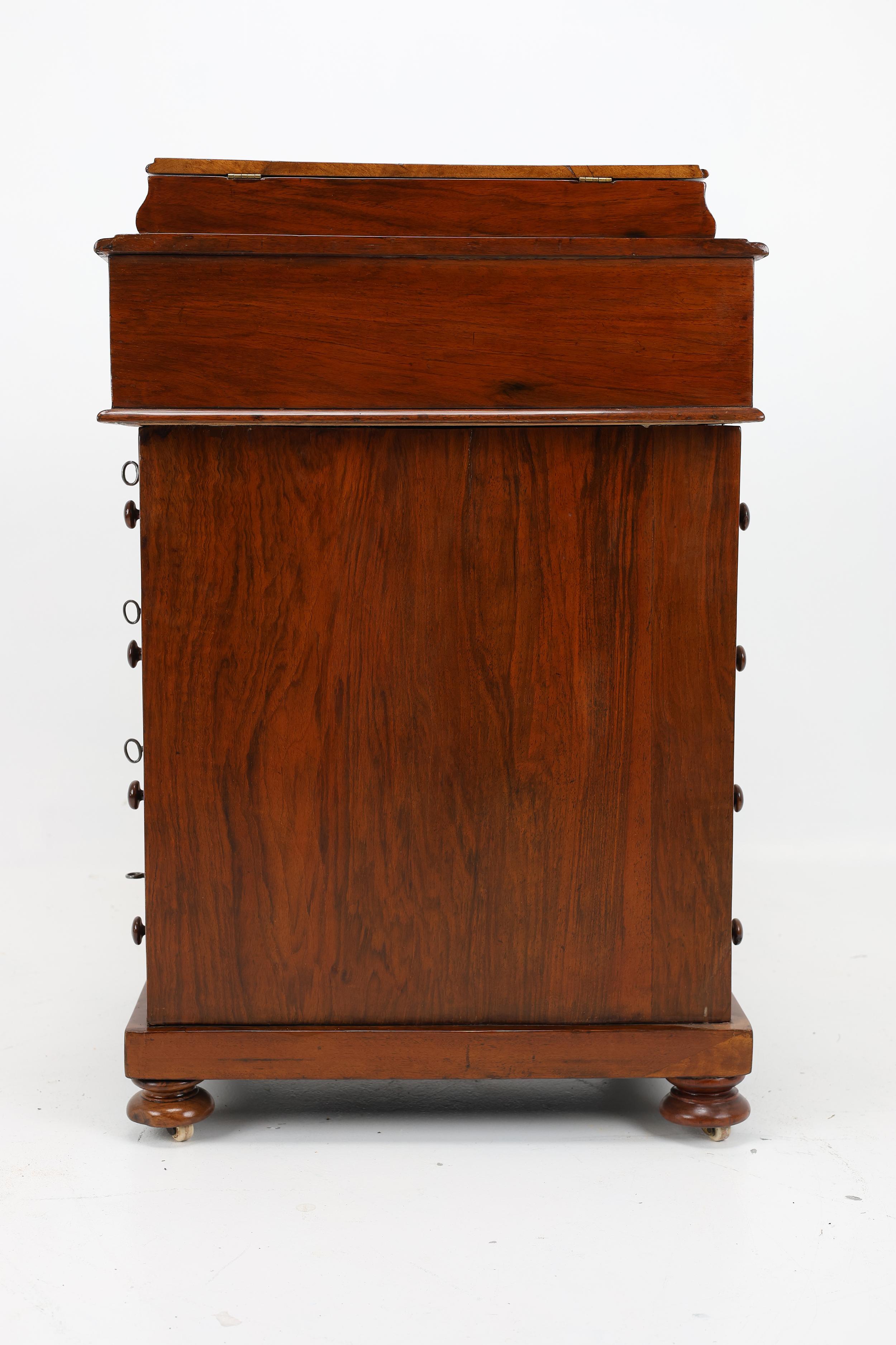Polished Fine Antique Walnut & Marquetry Inlaid Davenport Desk For Sale