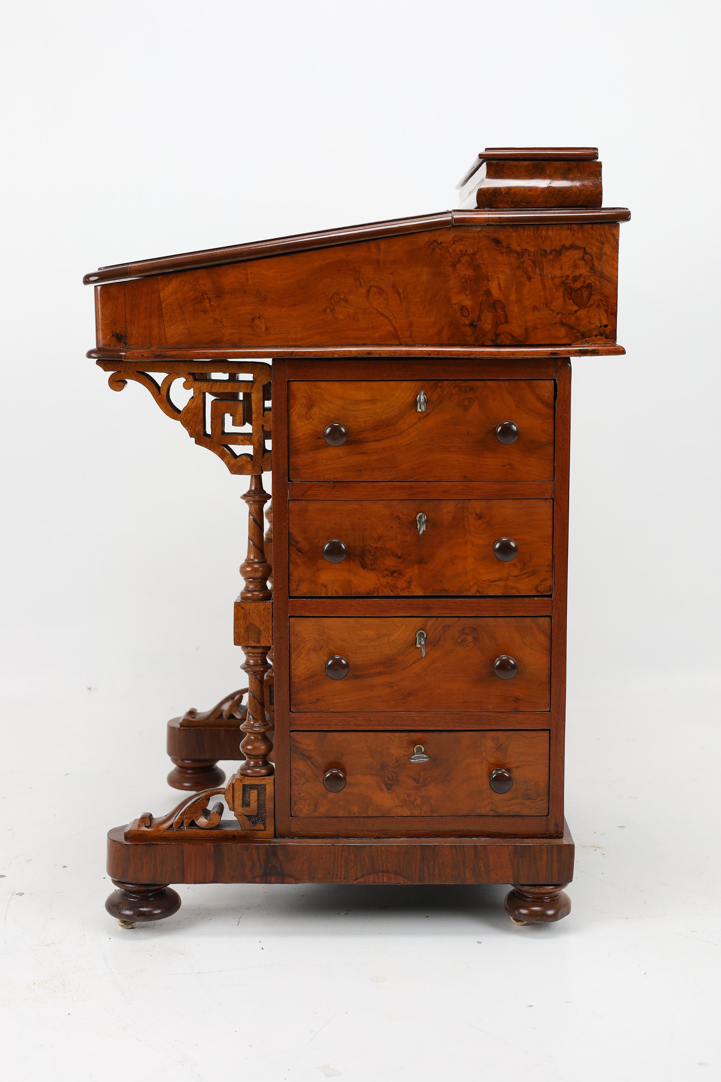 Mid-19th Century Fine Antique Walnut & Marquetry Inlaid Davenport Desk For Sale