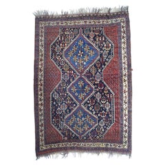 Fina Alfombra Persa Tribal Khamseh Antigua del Oeste 6'1" x 8'8"