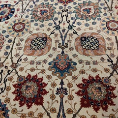Fine Antique White Ground Tabriz Benlian Carpet with Large Scale All-Over Design