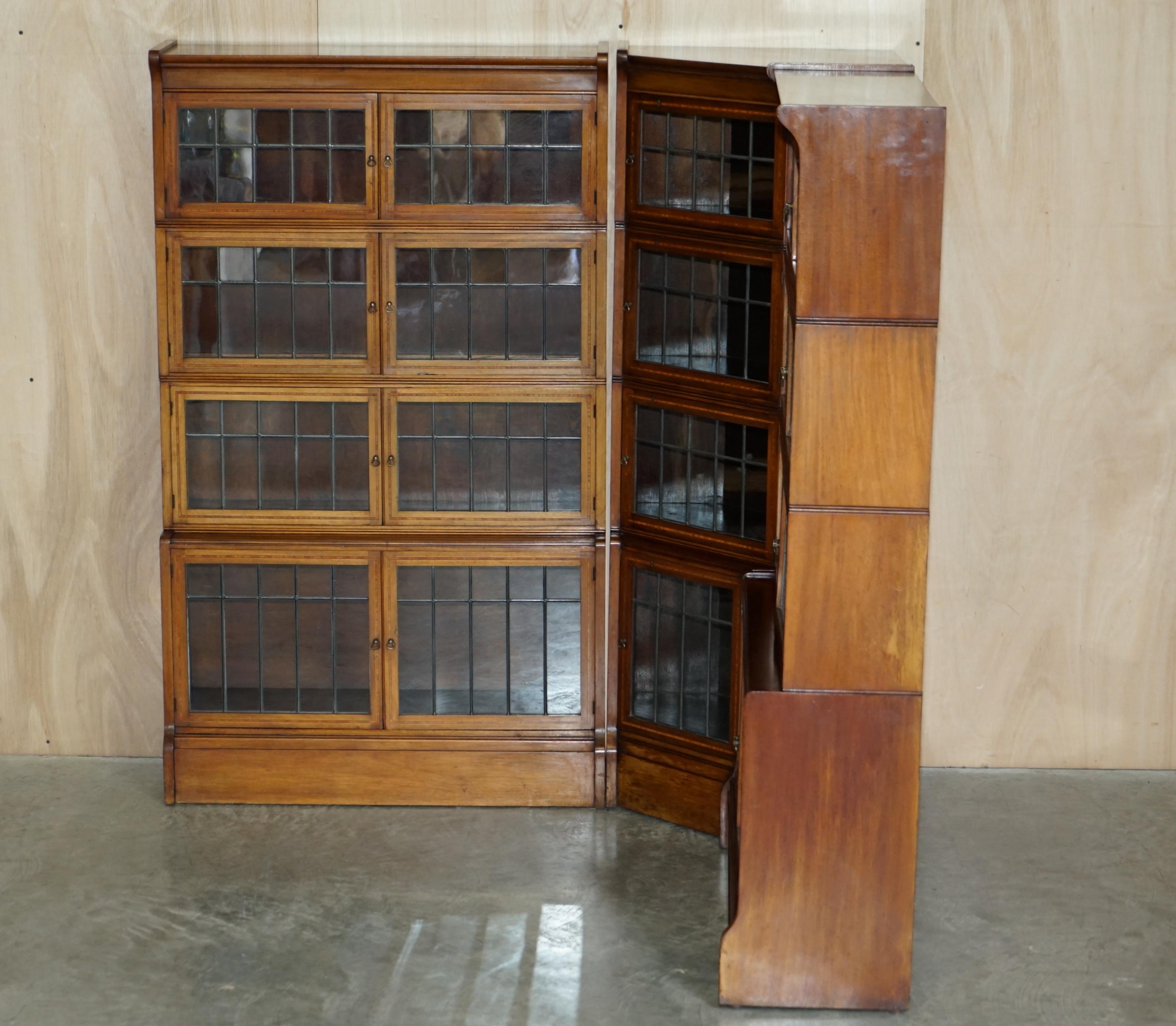 Fine Antique William Baker Co Satinwood & Walnut Corner Stacking Legal Bookcases 3