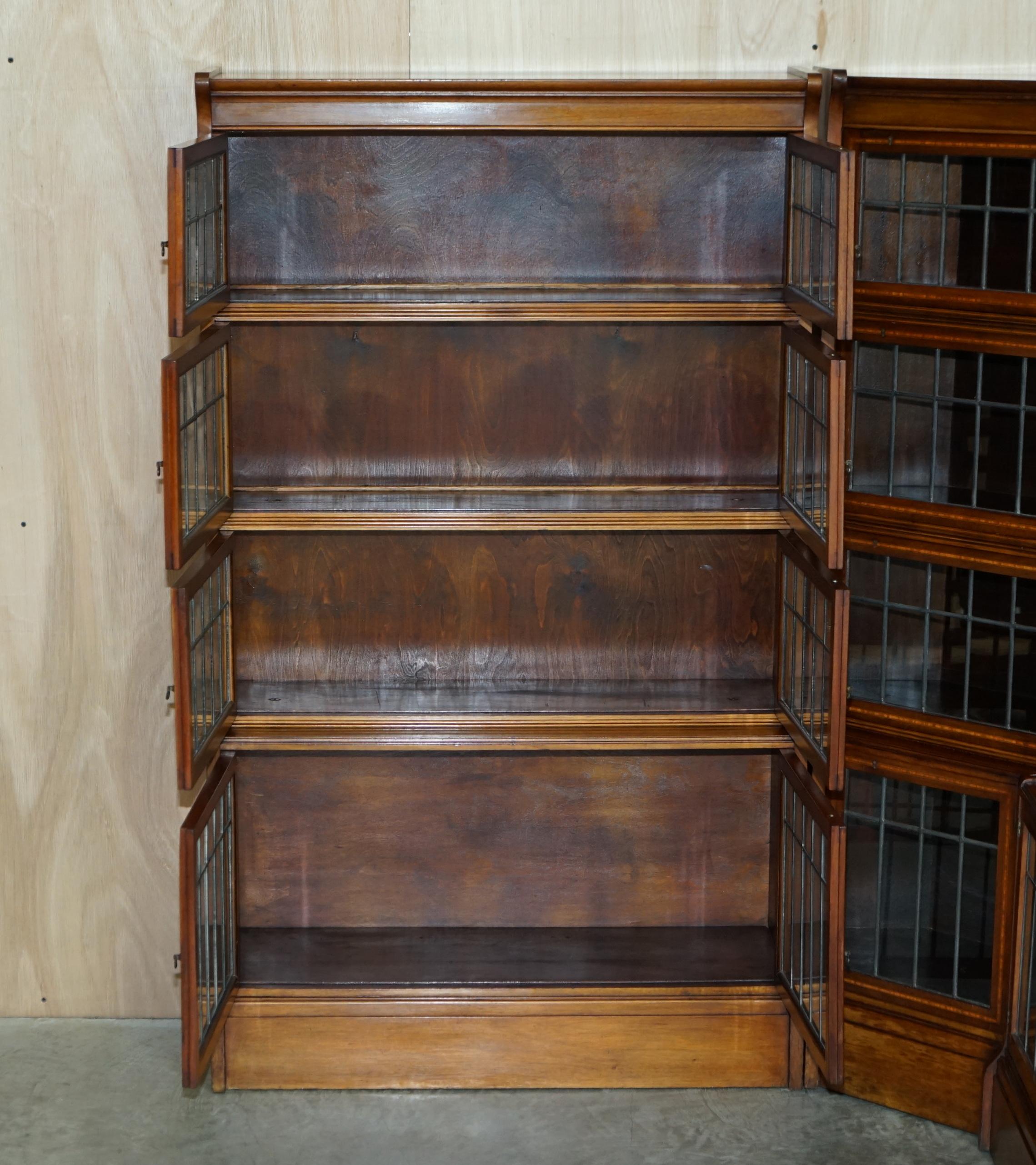 Fine Antique William Baker Co Satinwood & Walnut Corner Stacking Legal Bookcases 8