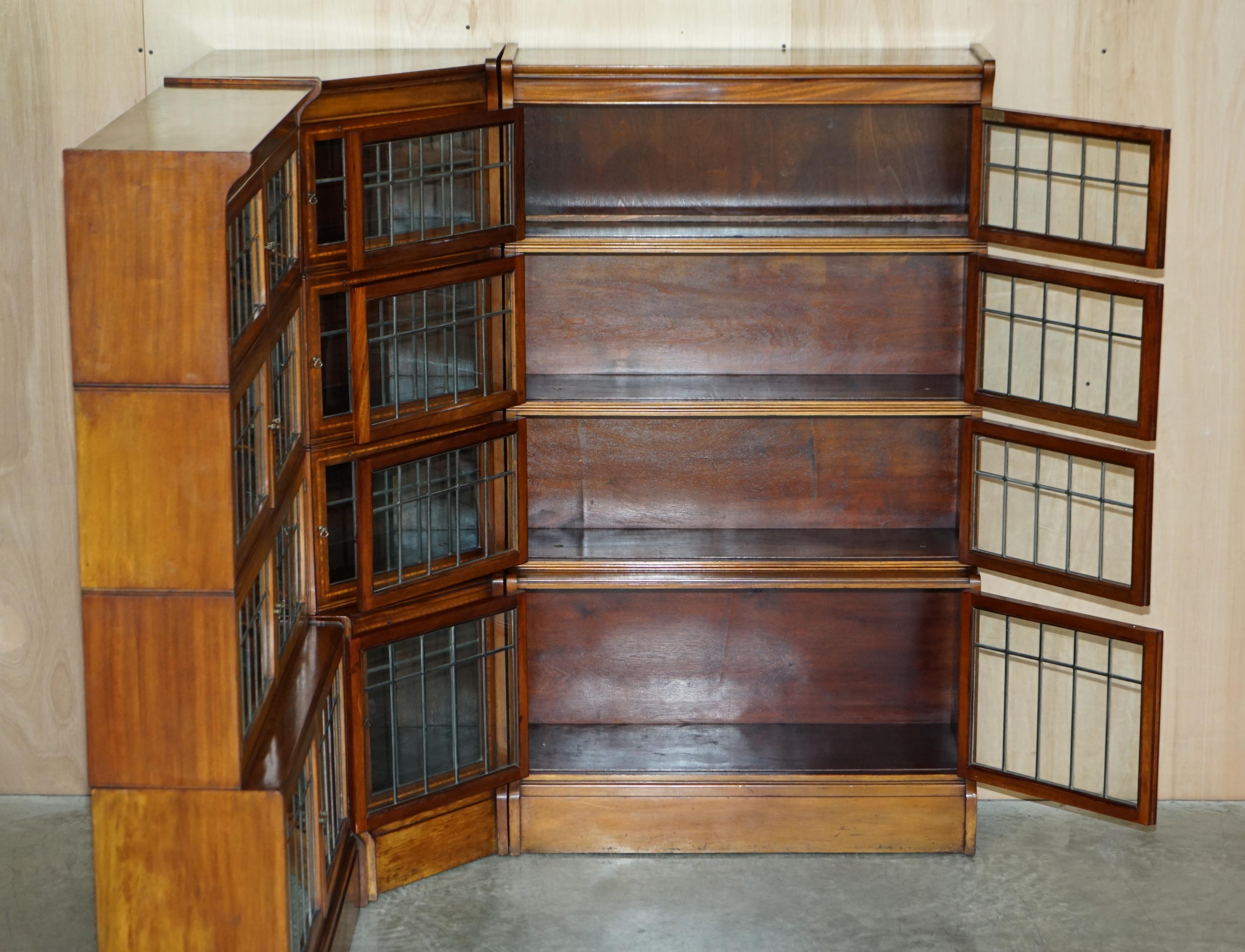 Fine Antique William Baker Co Satinwood & Walnut Corner Stacking Legal Bookcases 10