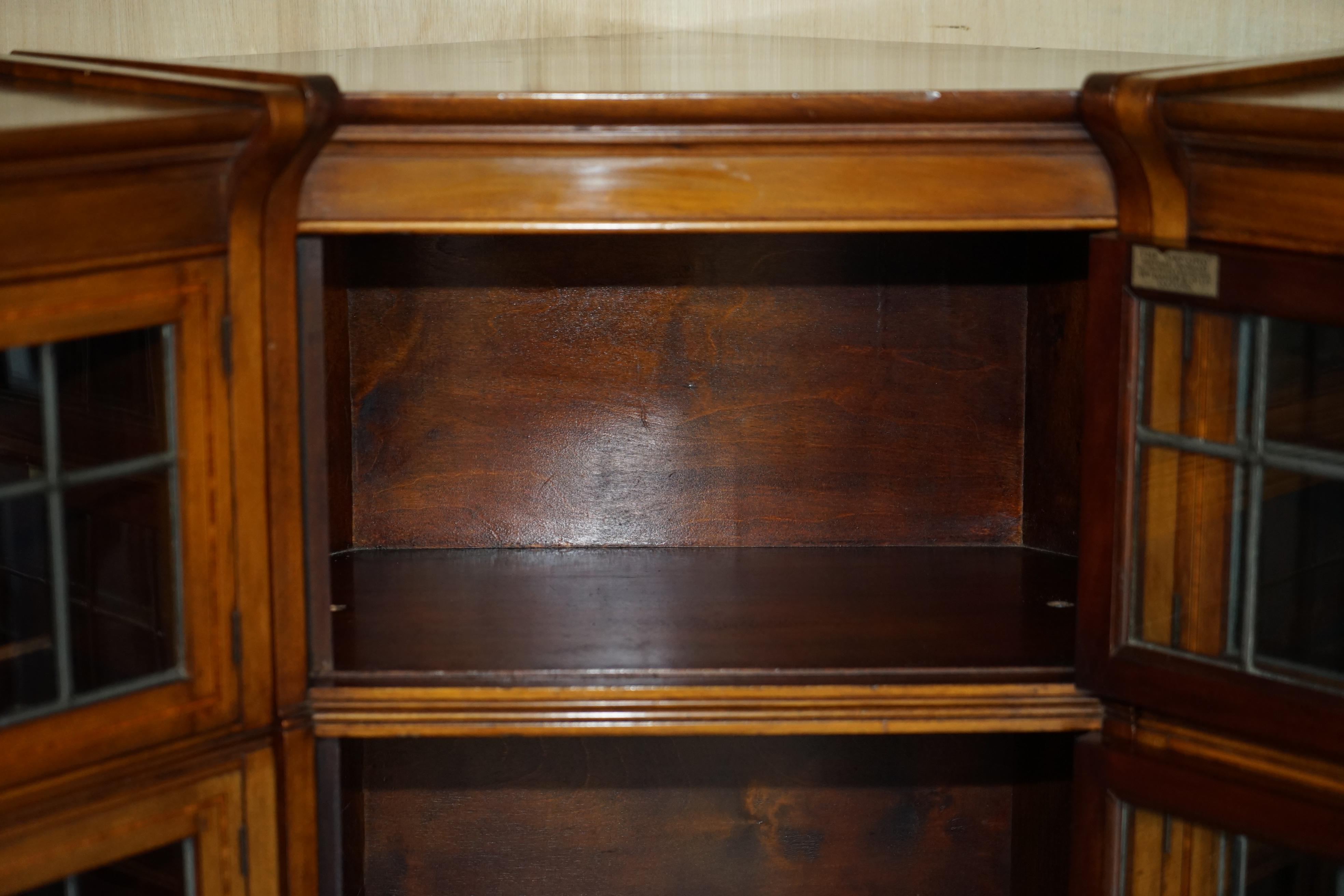 Fine Antique William Baker Co Satinwood & Walnut Corner Stacking Legal Bookcases 2