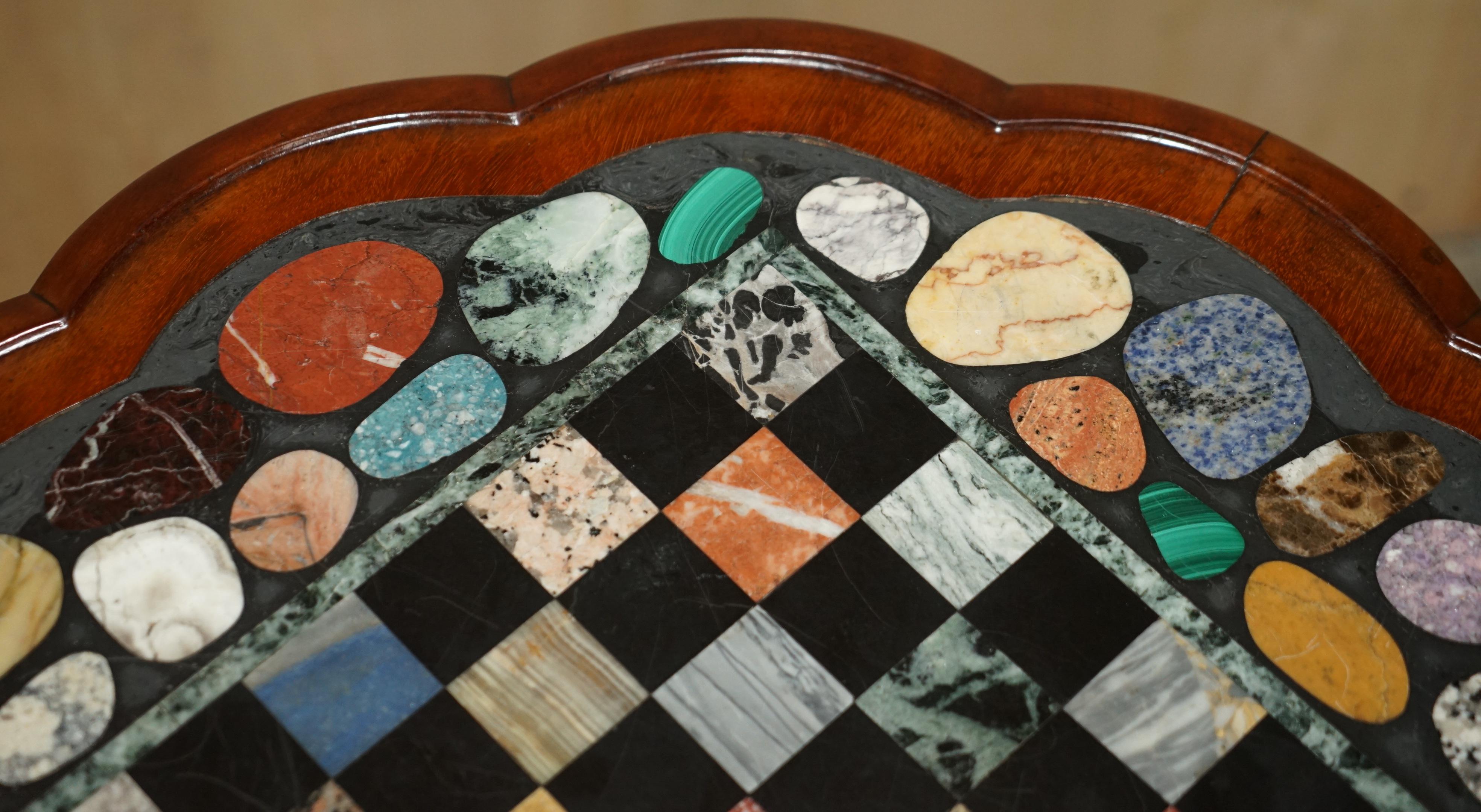 Fine Antique William IV 1830 Pietra Dura Specimen Marble Chess Board Table For Sale 6