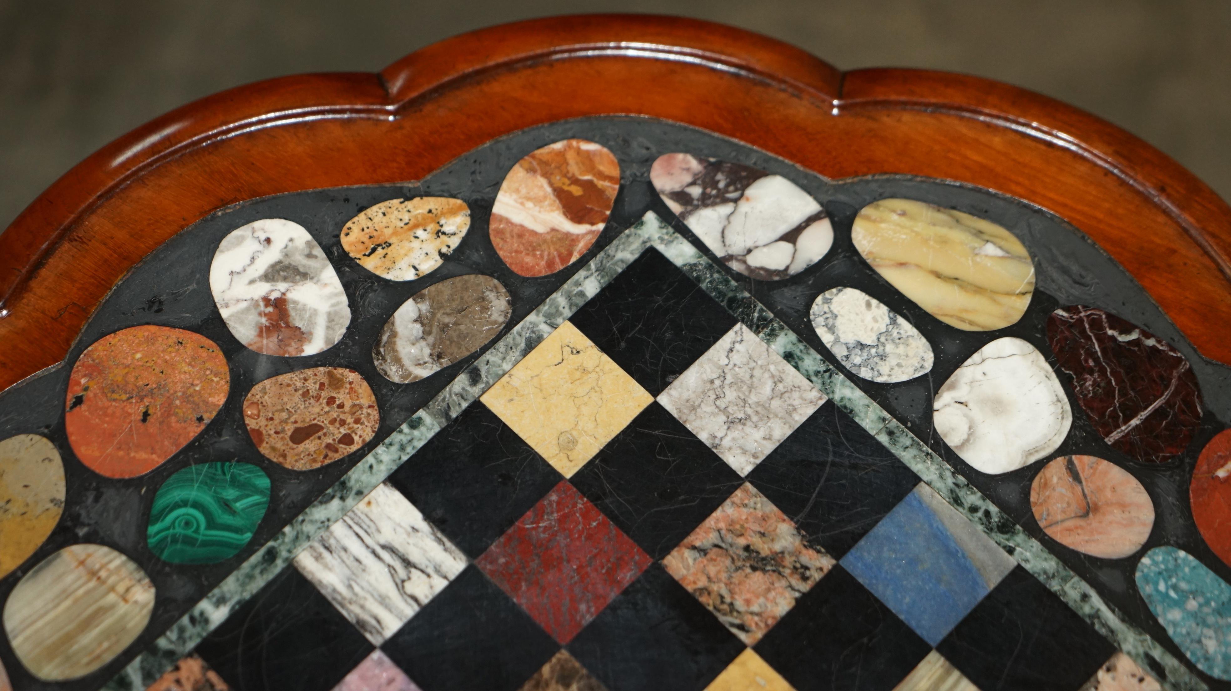 Table d'échecs ancienne William IV 1830 Pietra Dura Specimen Marbre en vente 9